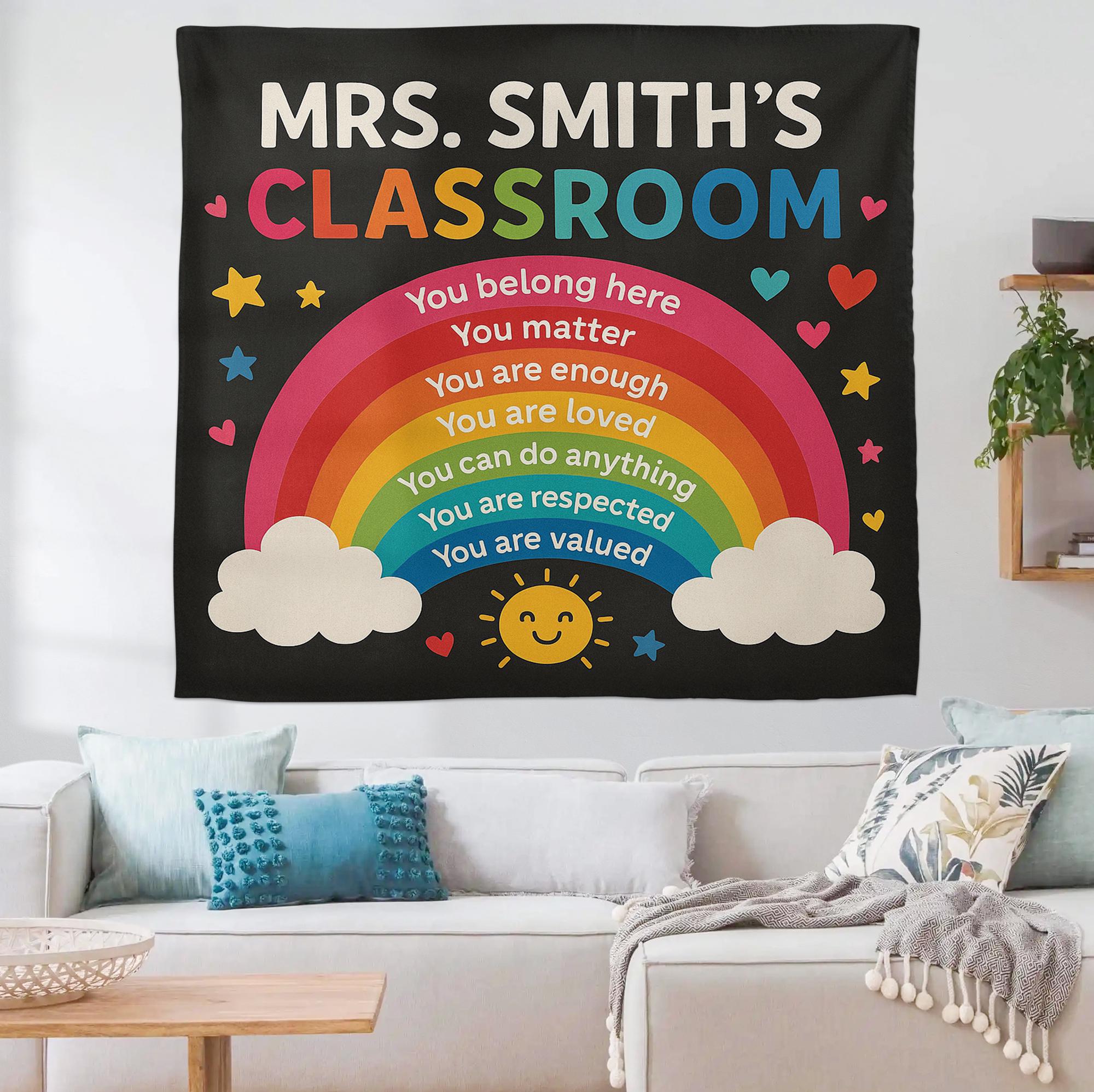 Rainbow Classroom Tapestry, Classroom Wall Decor, Motivational Teacher Banner, Back to School Poster, Inclusive Classroom Art