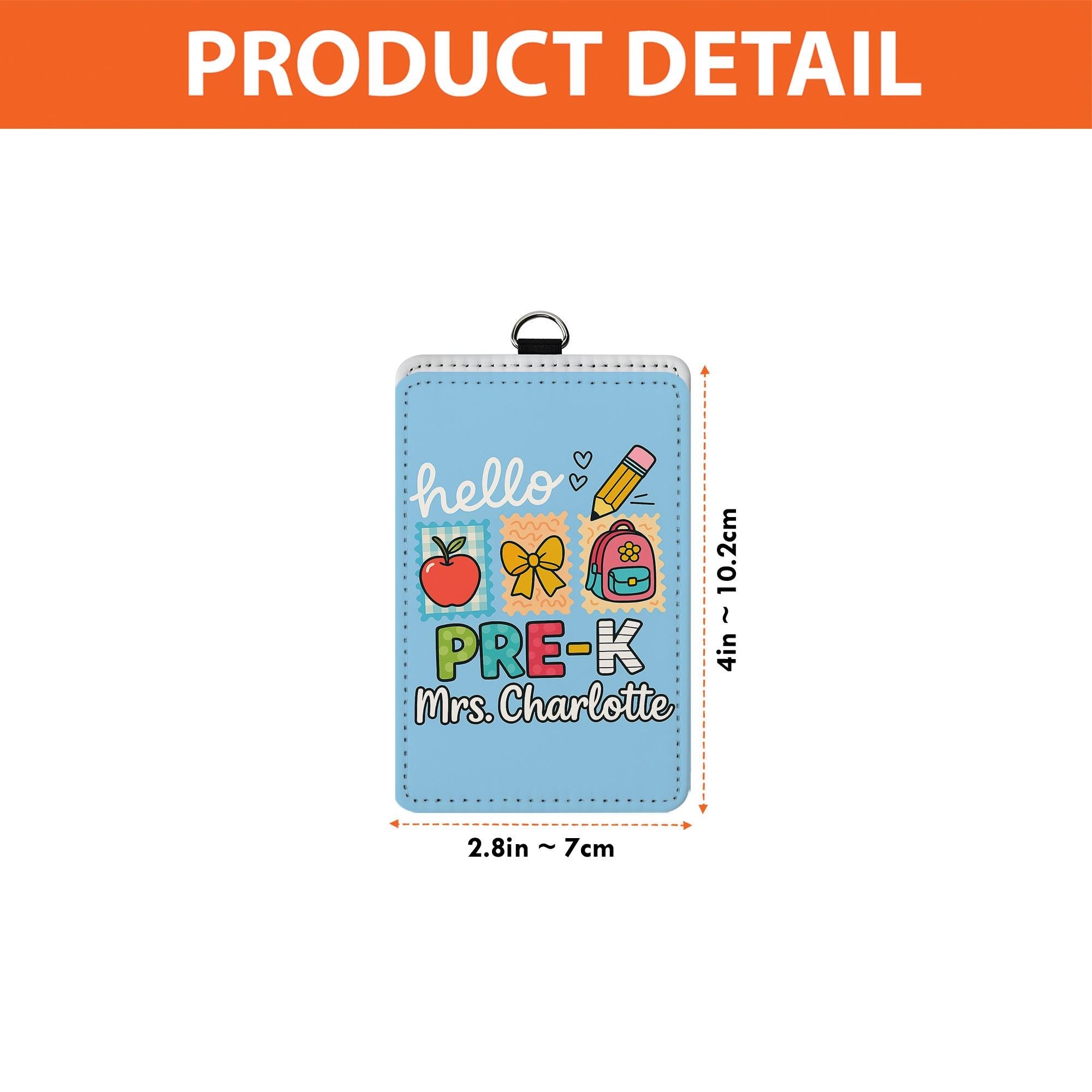 Personalized Teacher ID Badge Holder, Hello Design Lanyard Tag for Mrs. Charlotte, Cute School Name Tag for Educators