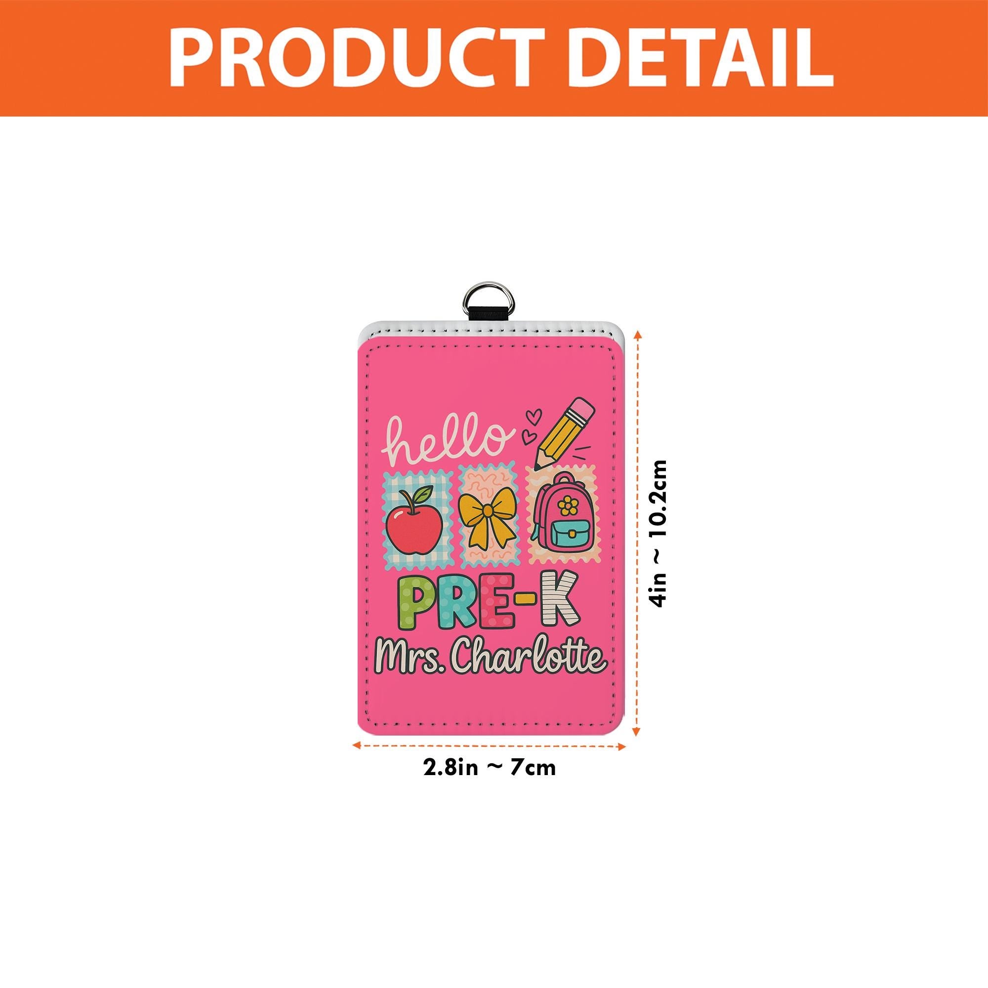 Personalized Teacher ID Badge Holder, Hello Name Tag for Teacher, Cute Lanyard Badge for School or Classroom Use
