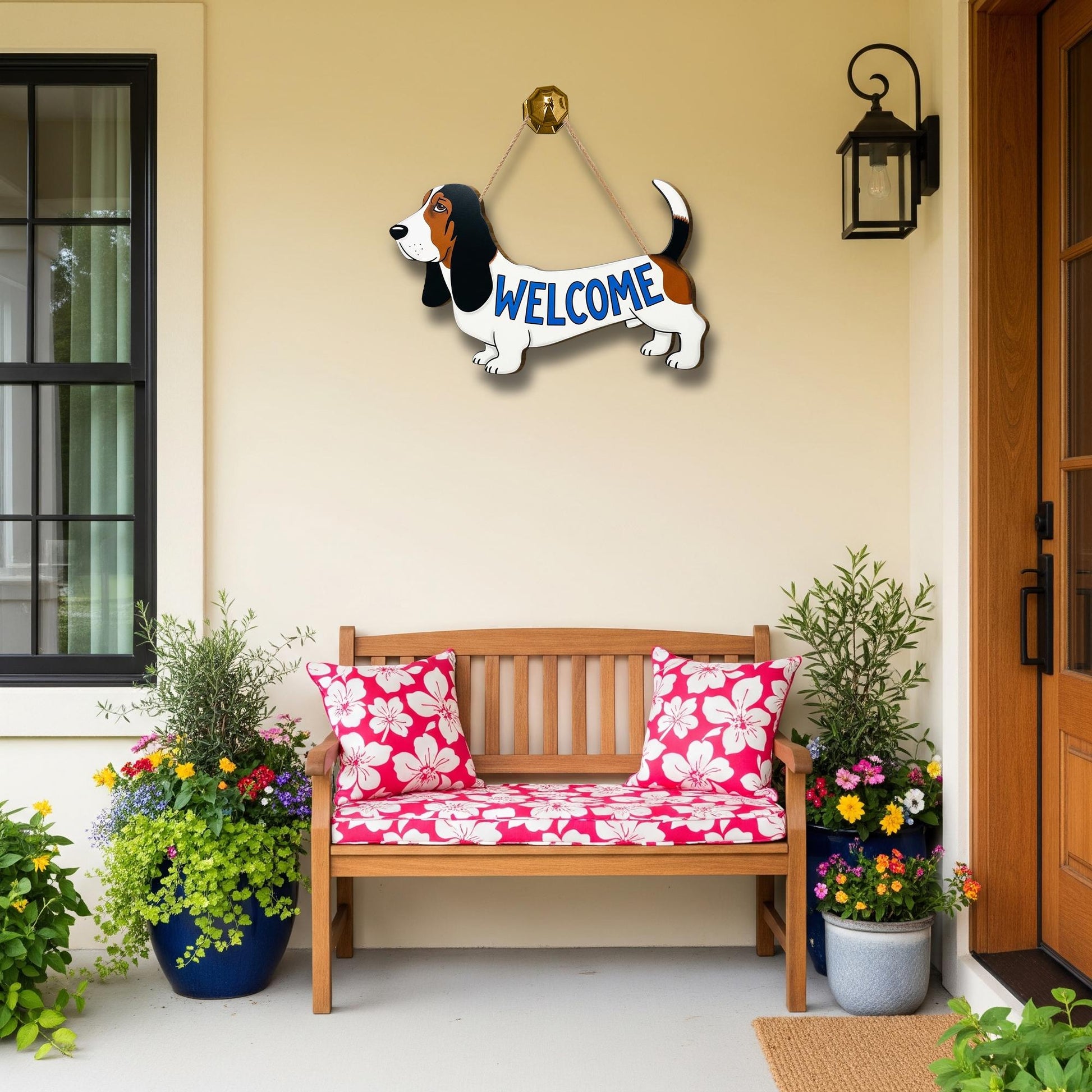 Basset Hound Welcome Sign, Dog Door Hanger, Funny Pet Decor, Classroom or Home Entry Sign, Cute Animal Wooden Wall Plaque