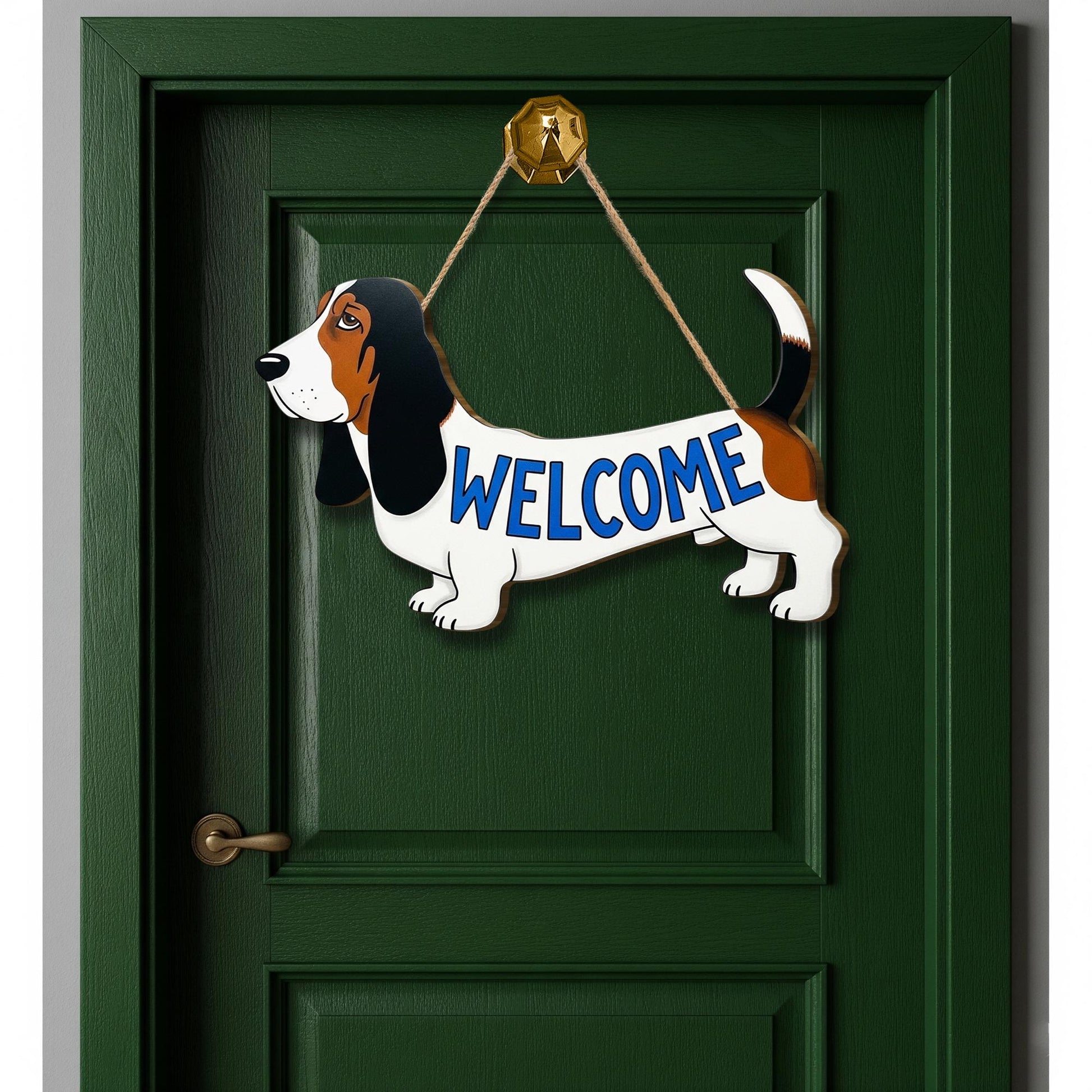 Basset Hound Welcome Sign, Dog Door Hanger, Funny Pet Decor, Classroom or Home Entry Sign, Cute Animal Wooden Wall Plaque