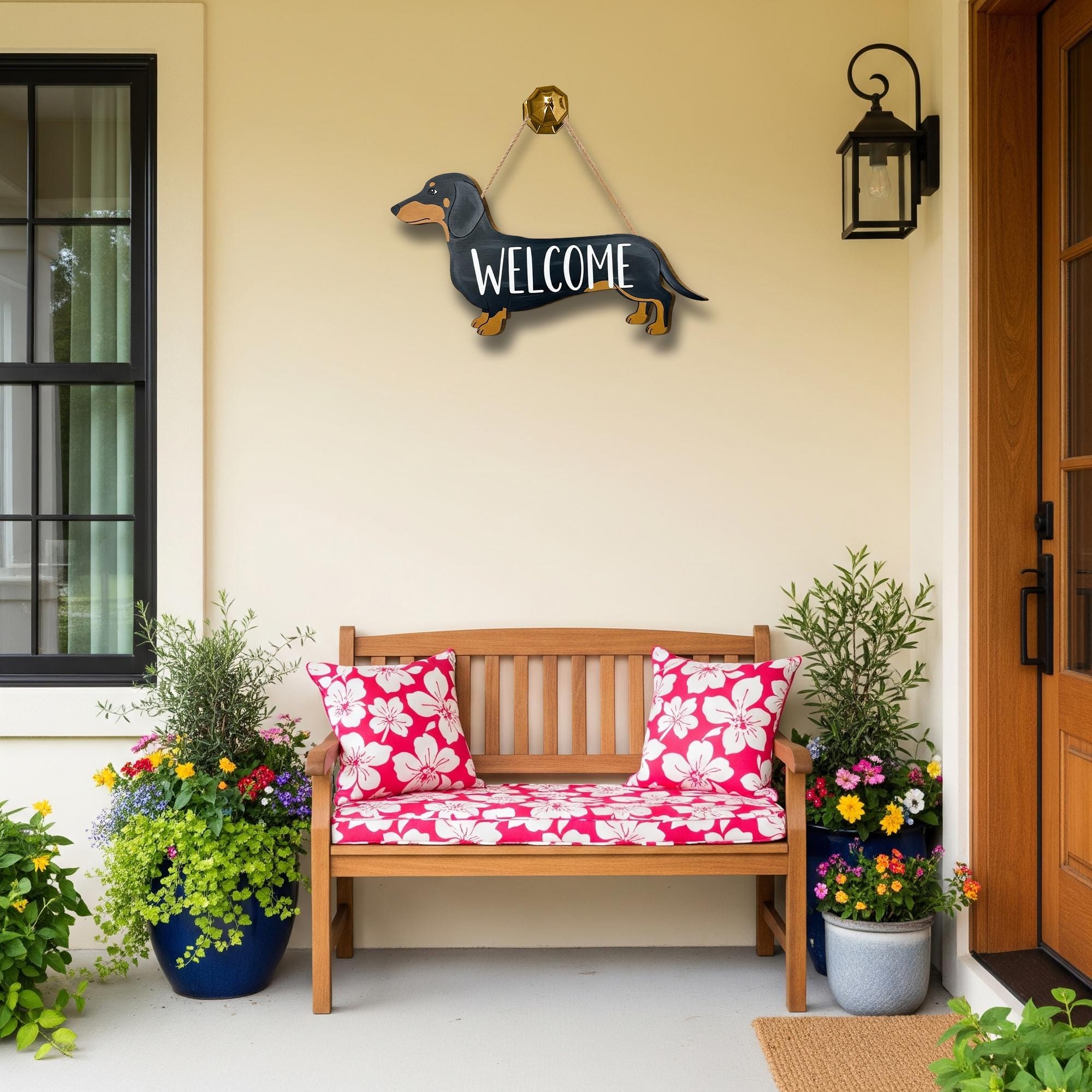 Dachshund Welcome Sign, Wooden Dog Classroom Door Hanger, Wiener Dog Wall Decor, Cute Pet Entry Plaque for Teachers or Home