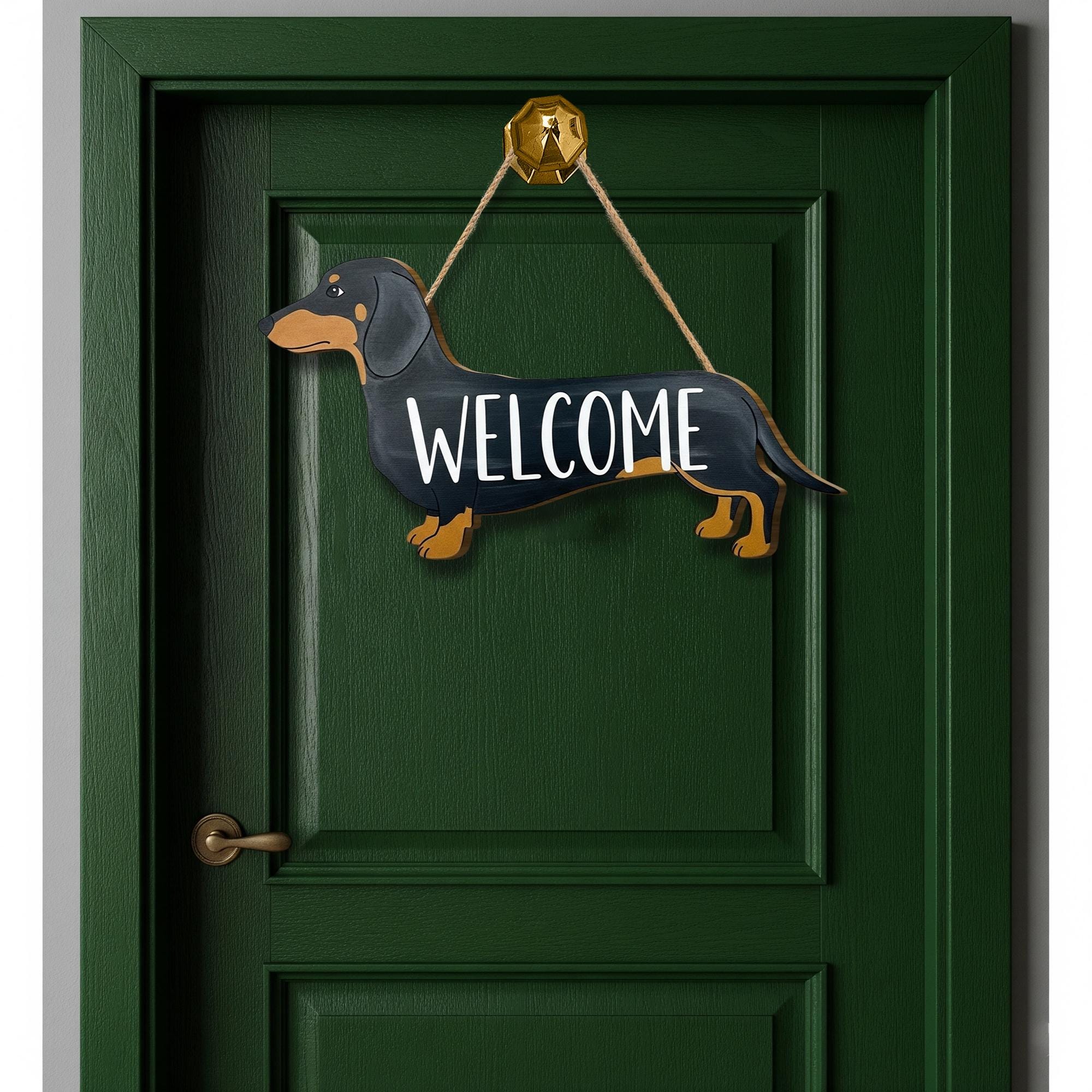 Dachshund Welcome Sign, Wooden Dog Classroom Door Hanger, Wiener Dog Wall Decor, Cute Pet Entry Plaque for Teachers or Home