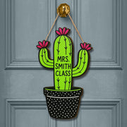 Cactus Classroom Door Sign, Personalized Wooden Decor, Personalized Teacher Name Hanger, Back to School Welcome Sign