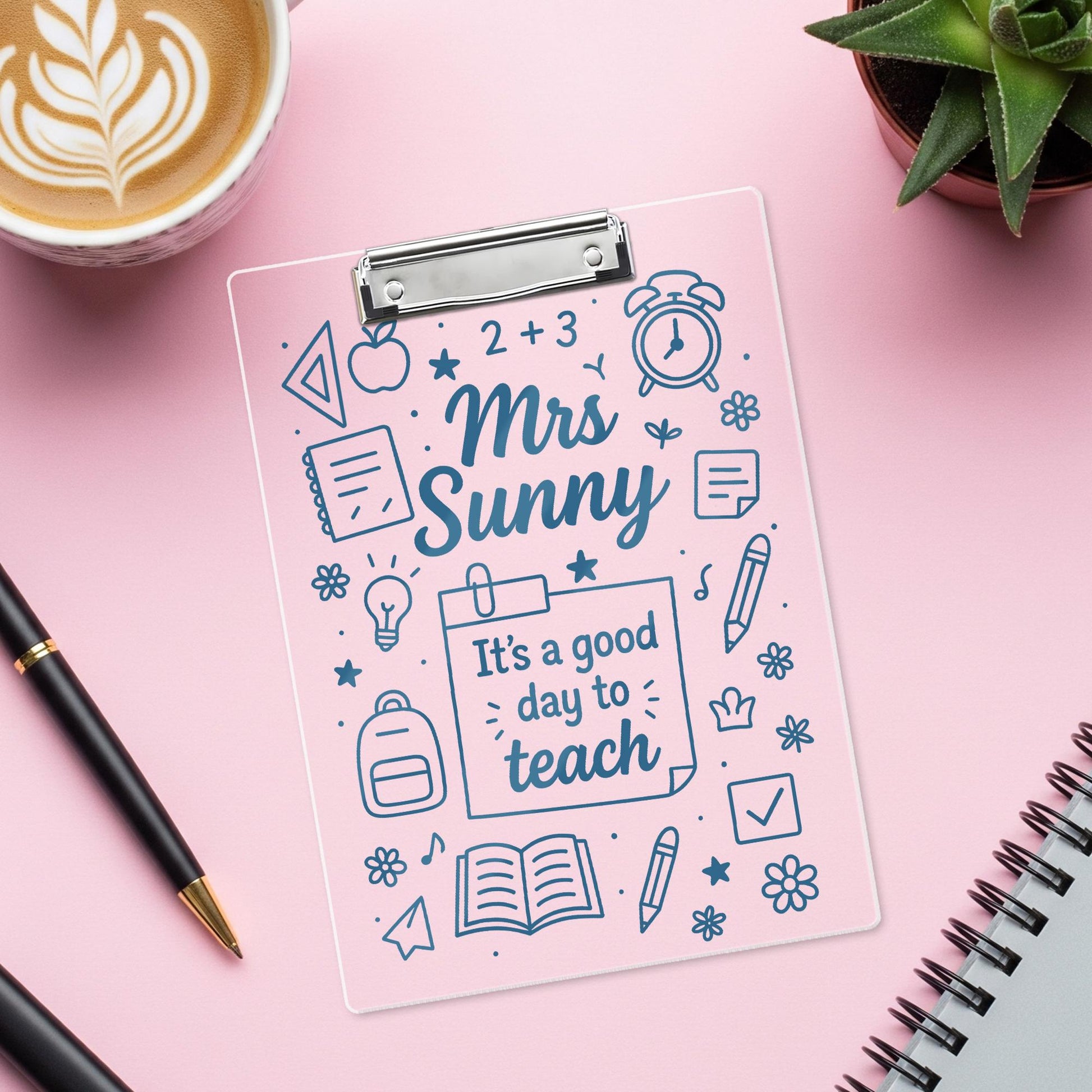 Personalized Teacher Clipboard for Teacher, Acrylic Dry Erase Board with “It’s a Good Day to Teach” Design, Cute School Gift
