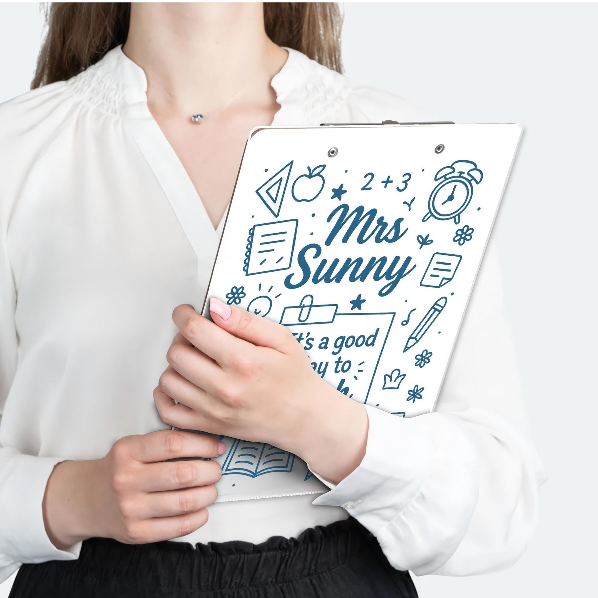 Personalized Teacher Clipboard for Teacher, Acrylic Dry Erase Board with “It’s a Good Day to Teach” Design, Cute School Gift