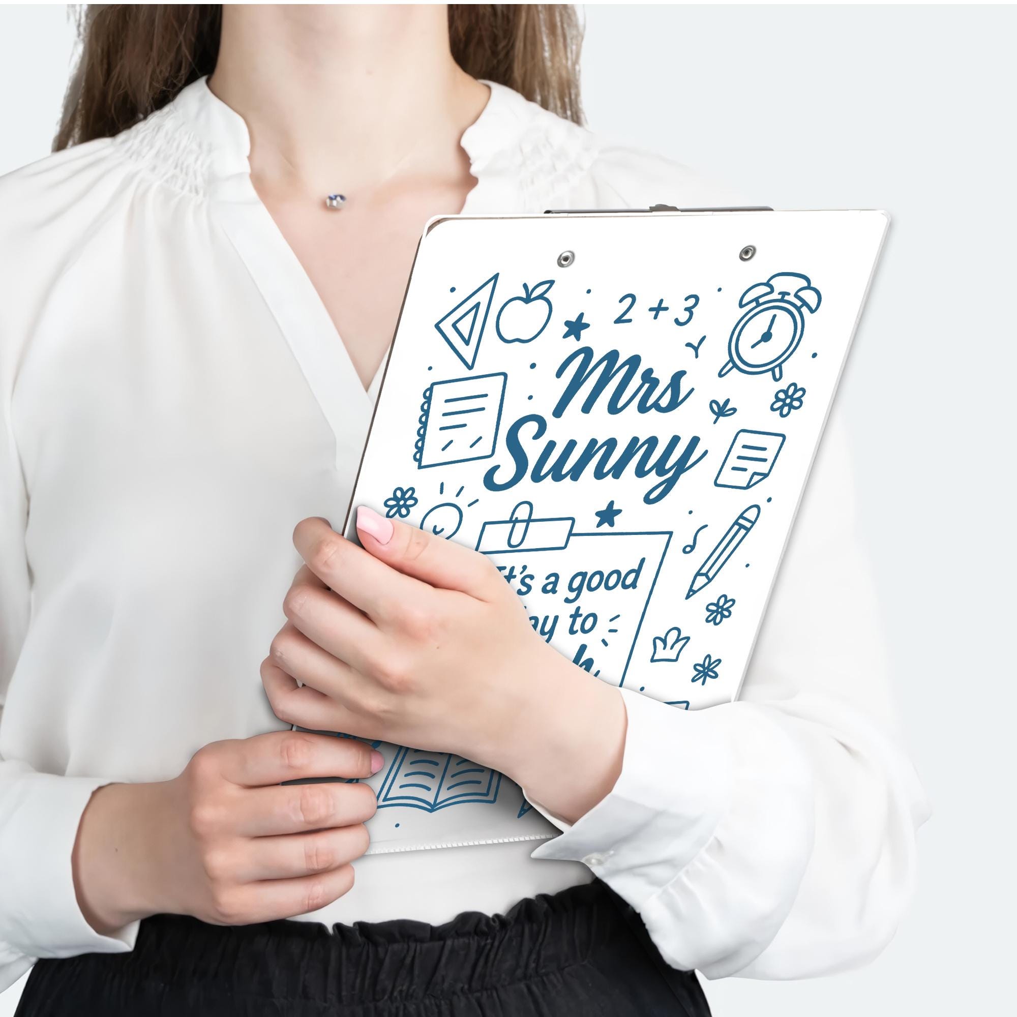 Personalized Teacher Clipboard for Teacher, Acrylic Dry Erase Board with “It’s a Good Day to Teach” Design, Cute School Gift