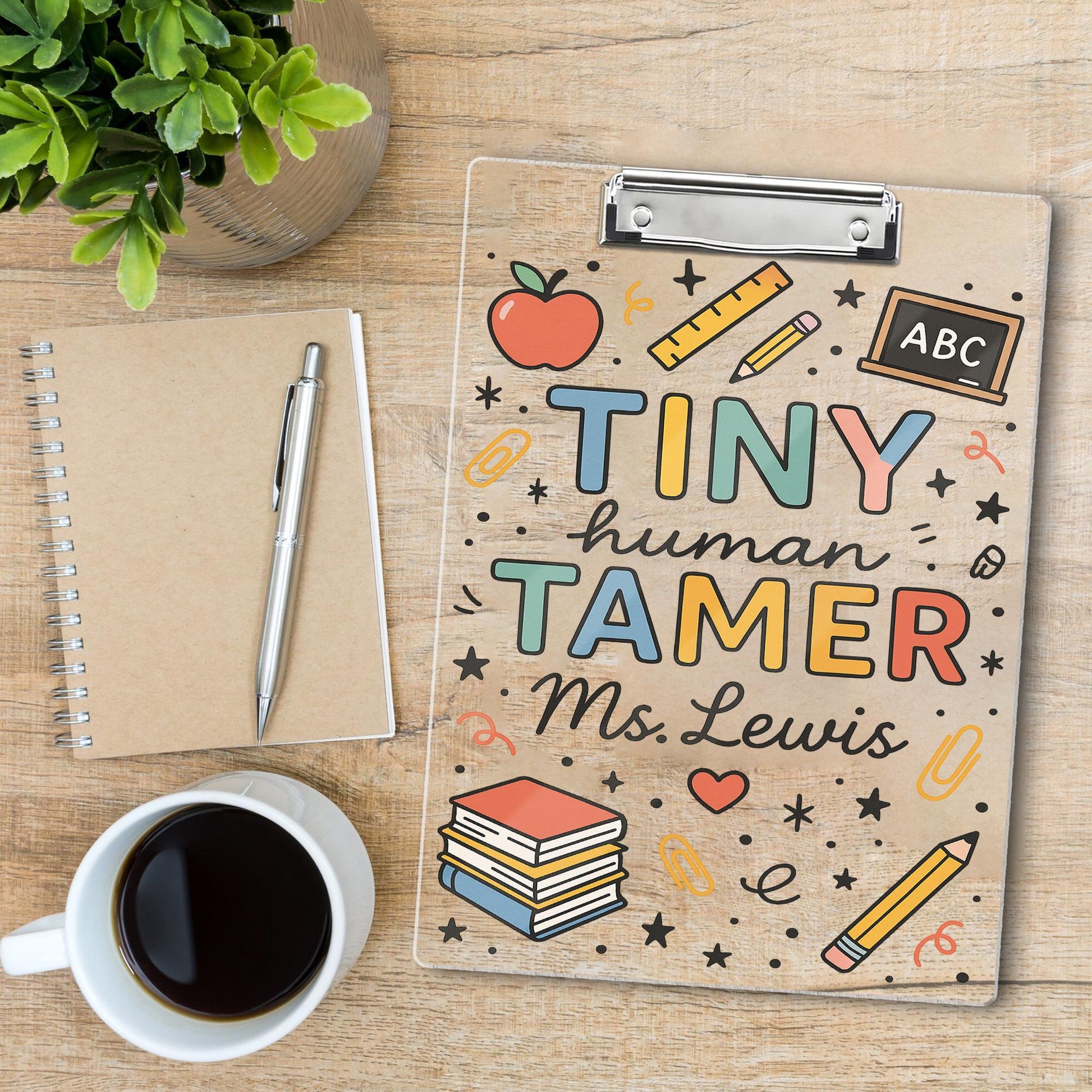 Tiny Human Tamer Teacher Clipboard, Personalized Acrylic Dry Erase Board for Teacher, Cute Classroom Gift for Educators