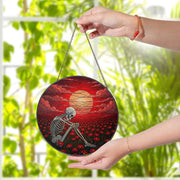 Skeleton Red Sky Stained Glass Suncatcher, Macabre Home Decor, Gothic Wall Art, Unique Gift, Skull Decor