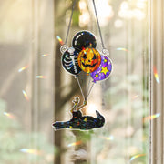 Spooky Crow Balloon Suncatcher, Halloween Skeleton Pumpkin Window Prism, Gothic Home Decor Gift