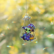 Alien Witch Suncatcher, UFO Halloween Window Prism, Spooky Kawaii Home Decor Gift