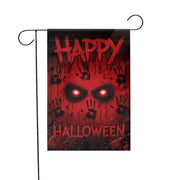 Bloody Eyes Halloween Garden Flag, Spooky Red Handprint Yard Decor, Happy Halloween Banner