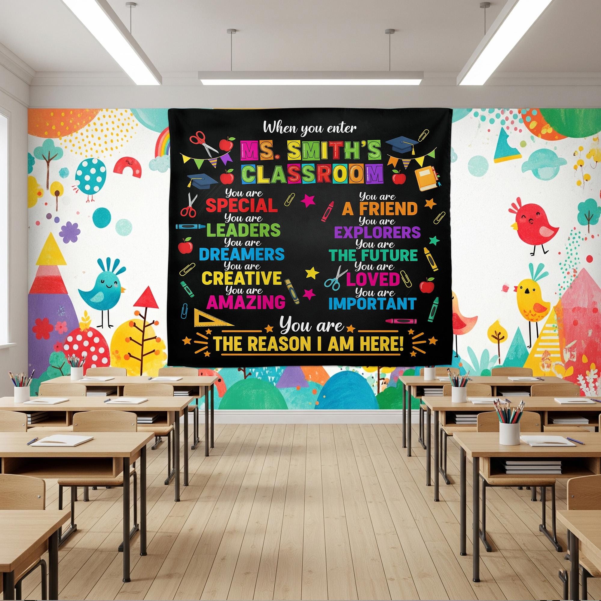 When You Enter This Classroom Tapestry Personalized Teacher Wall Decor Custom School Rules Positive Inspirational Teacher Appreciation