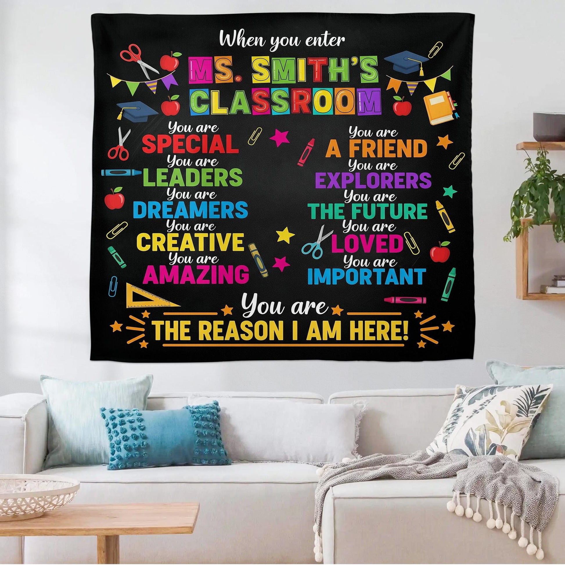 When You Enter This Classroom Tapestry Personalized Teacher Wall Decor Custom School Rules Positive Inspirational Teacher Appreciation