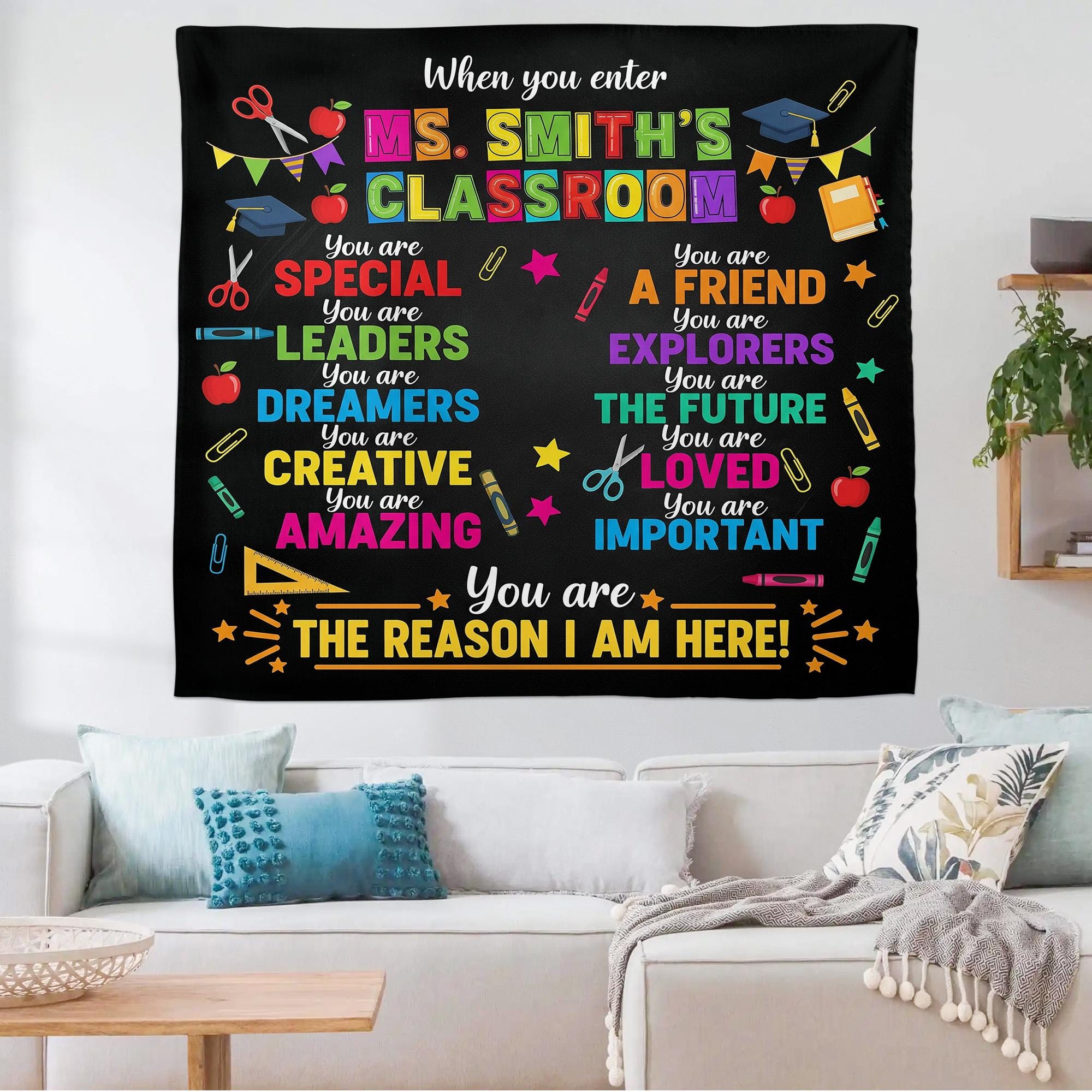 When You Enter This Classroom Tapestry Personalized Teacher Wall Decor Custom School Rules Positive Inspirational Teacher Appreciation