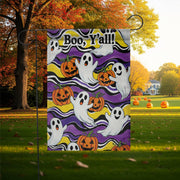 Boo Y’all Garden Flag, Cute Ghost and Pumpkin Halloween Decor, Funny Southern Fall Yard Flag, Outdoor Spooky Holiday Sign