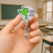 Frog Badge Reel, Teachin' Is My Cardio Badge Holder, Funny Teacher ID Reel, Retractable Badge Clip, Cute Teacher Gift, Lanyard Accessory