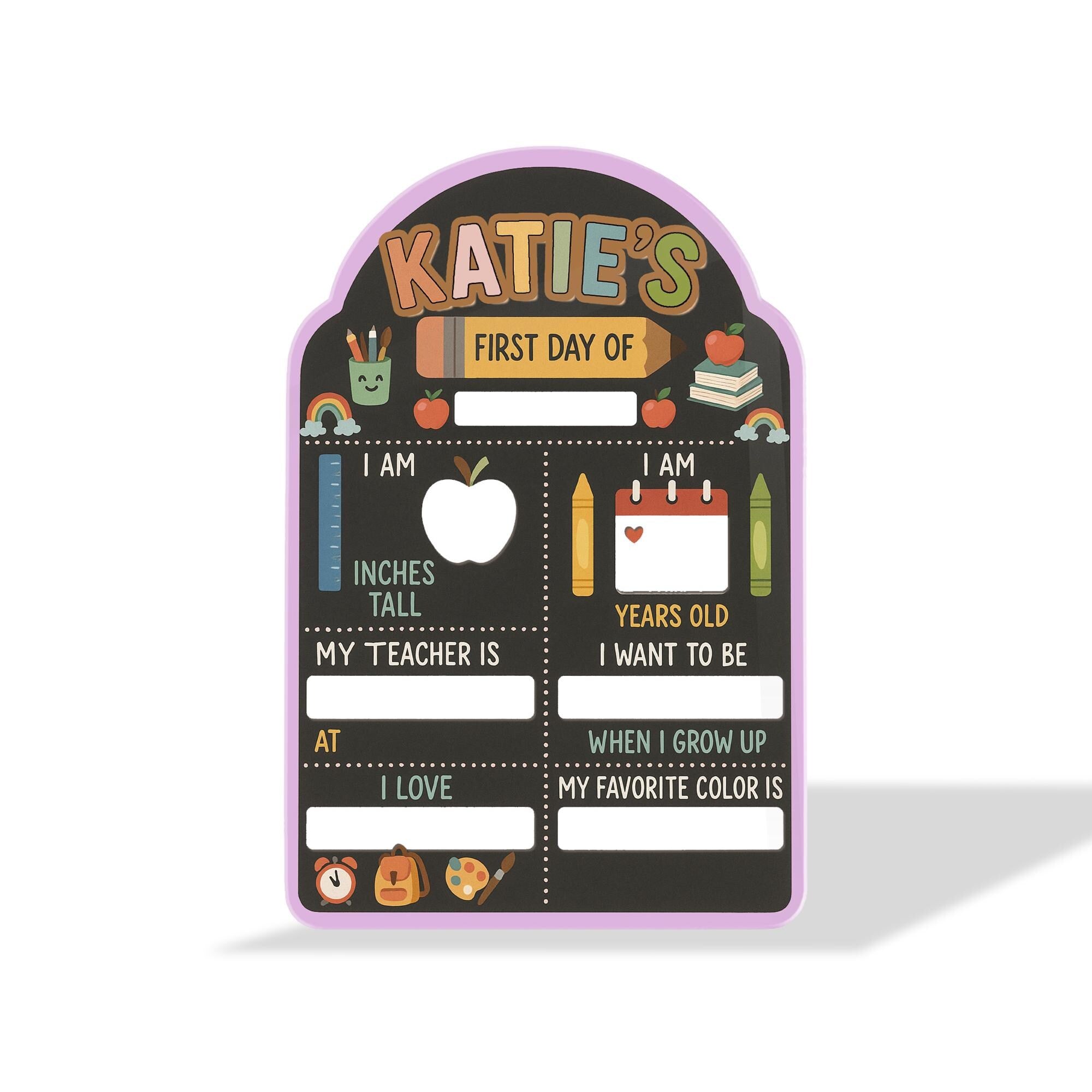Custom First Day of School Board – Reusable Milestone Sign for Kids – Chalkboard Style Sign – Back to School Photo Prop for Girls & Boys