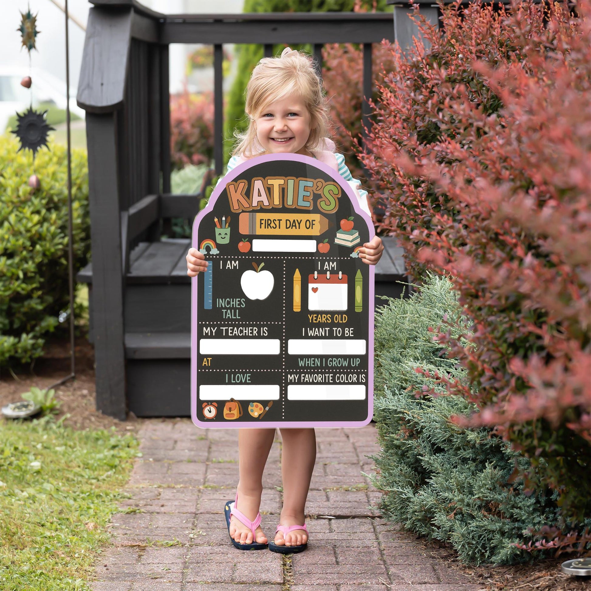 Custom First Day of School Board – Reusable Milestone Sign for Kids – Chalkboard Style Sign – Back to School Photo Prop for Girls & Boys