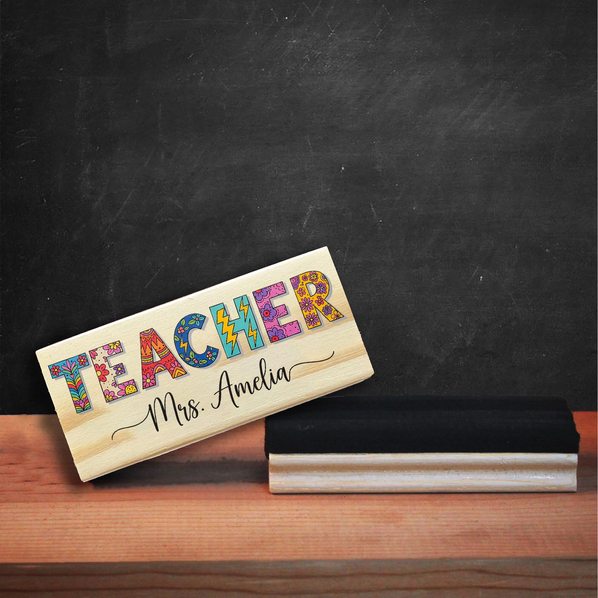 Personalized Teacher Eraser, Custom Name Chalkboard Eraser, Gift for Teachers, Classroom Decor, Back to School Teacher Gift