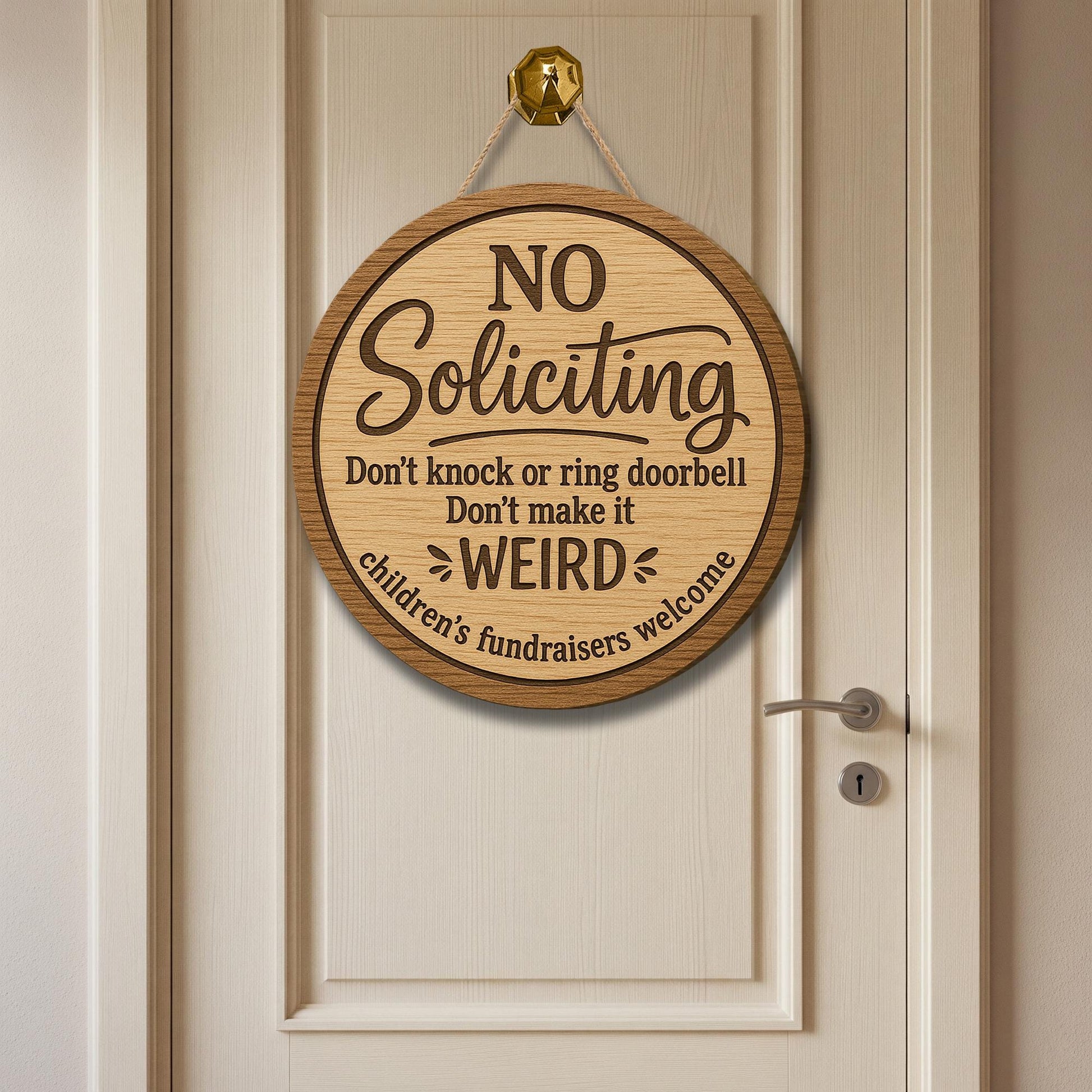 Funny No Soliciting Wooden Sign, Don't Make It Weird Door Hanger, Round Front Door Decor, Humorous Welcome Sign, Housewarming Gift Idea