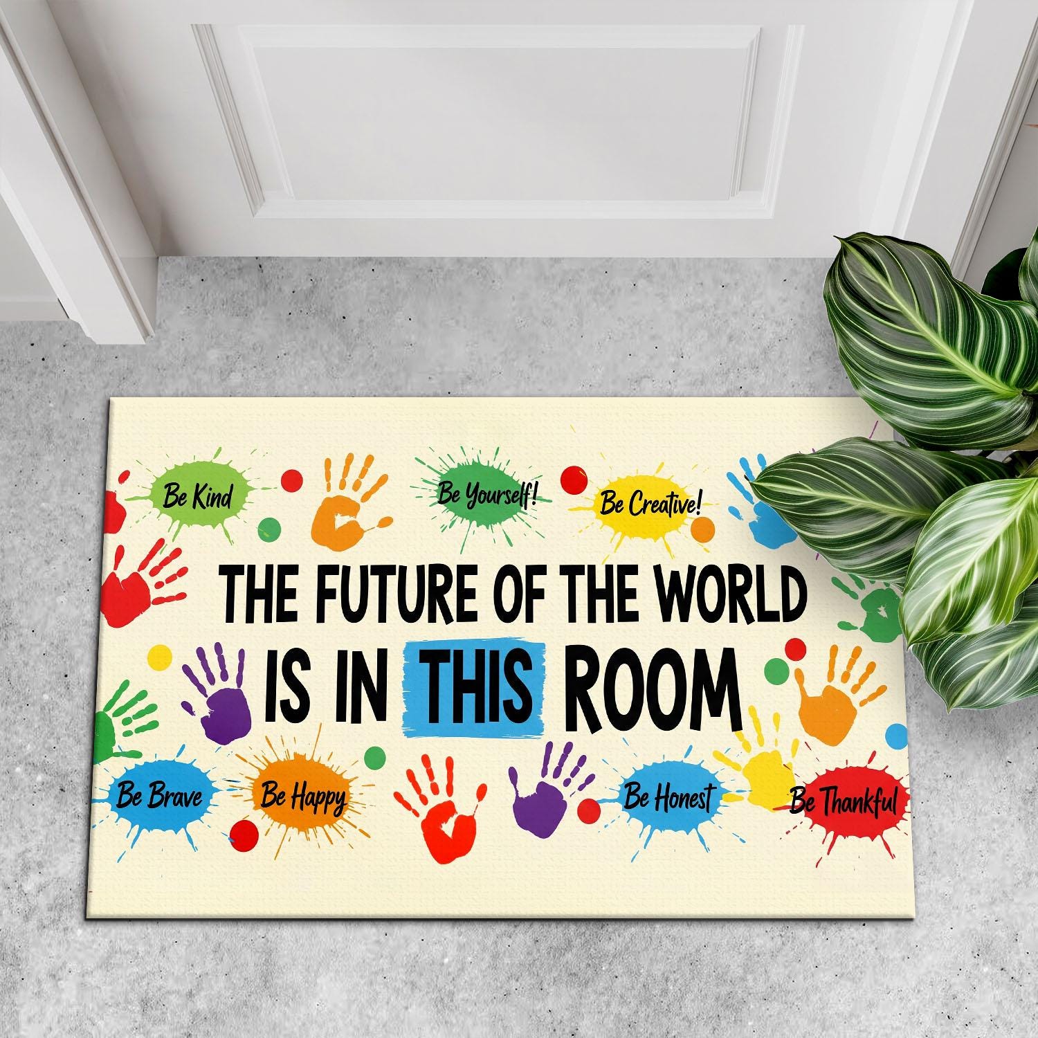 Colorful Classroom Doormat, Motivational Rug for Teachers, Future Leaders Mat, Welcome Back to School Gift, Positive Quote Decor
