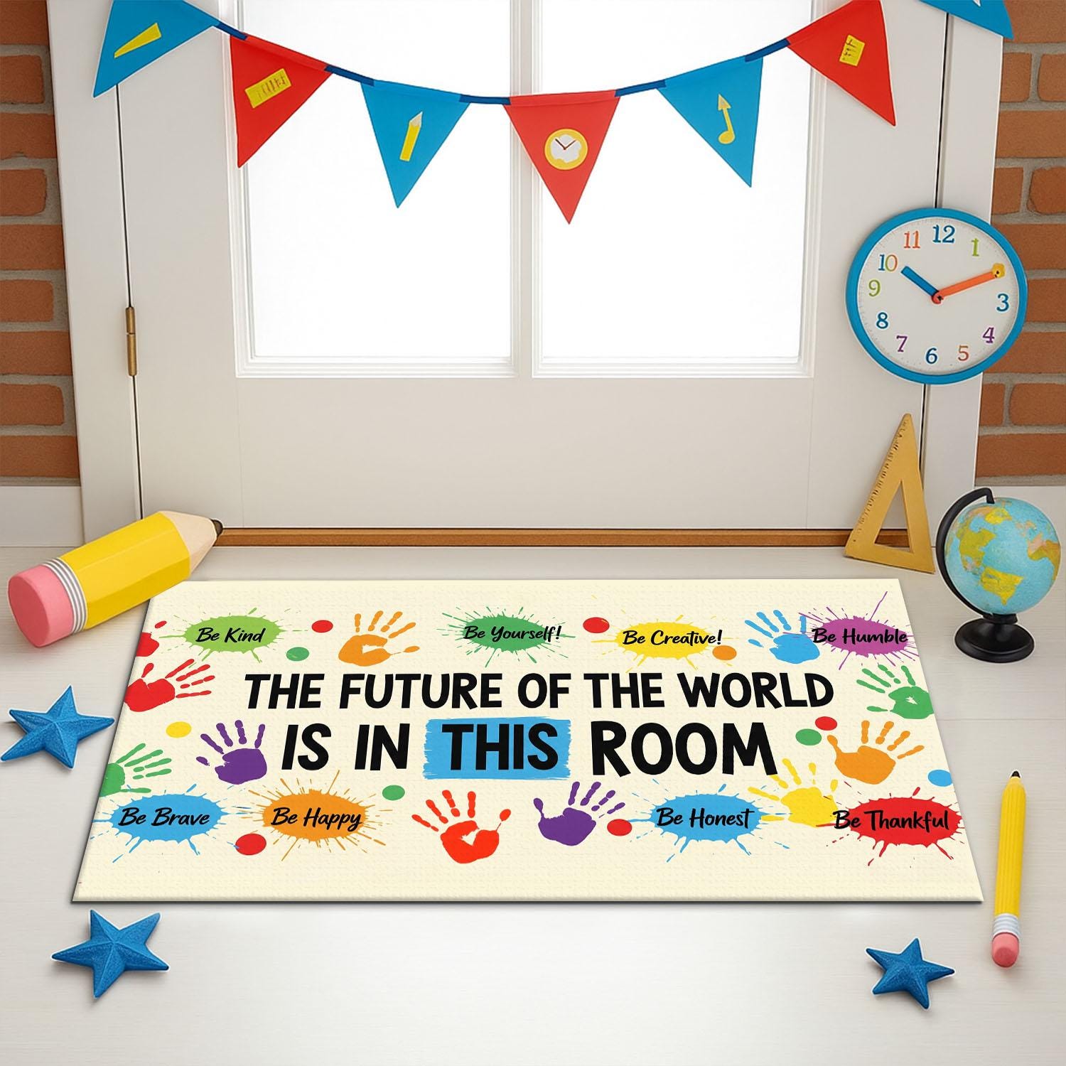 Colorful Classroom Doormat, Motivational Rug for Teachers, Future Leaders Mat, Welcome Back to School Gift, Positive Quote Decor