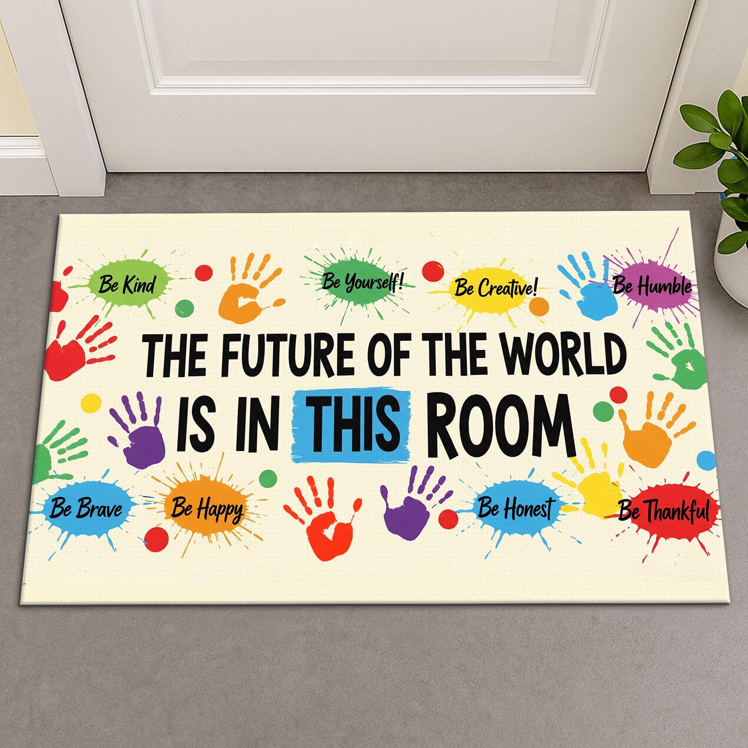 Colorful Classroom Doormat, Motivational Rug for Teachers, Future Leaders Mat, Welcome Back to School Gift, Positive Quote Decor