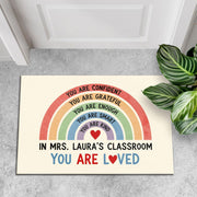 Personalized Classroom Doormat, Rainbow Teacher Rug, You Are Loved Mat, Positive Affirmations Decor, Back to School Gift