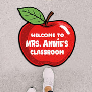 Cute Apple Shaped Teacher Doormat, Custom Classroom Welcome Mat, Back to School Decor, Personalized Rug for Teachers, Cute School Gift