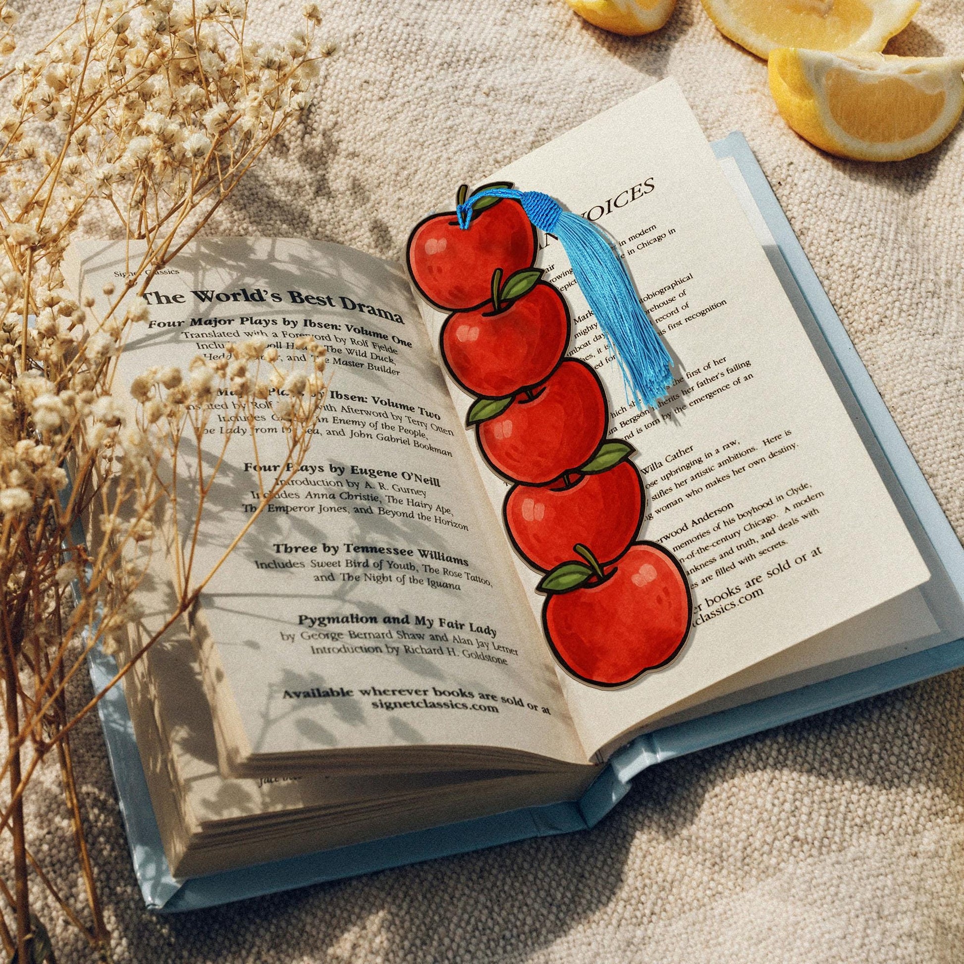 Apple Bookmark for Teachers, Cute Fruit Tassel Bookmark, Back to School Gift, Red Apple Book Lover Accessory, Teacher Appreciation