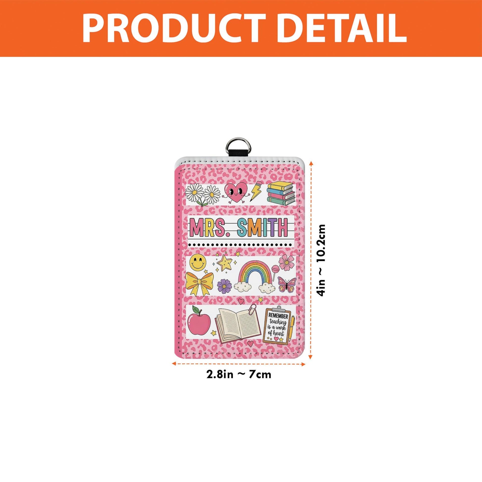 Pink Leopard Teacher Badge Holder, Personalized Leopard Print ID Tag, Cute Classroom Lanyard, Back to School Teacher Gift, Custom Name Tag