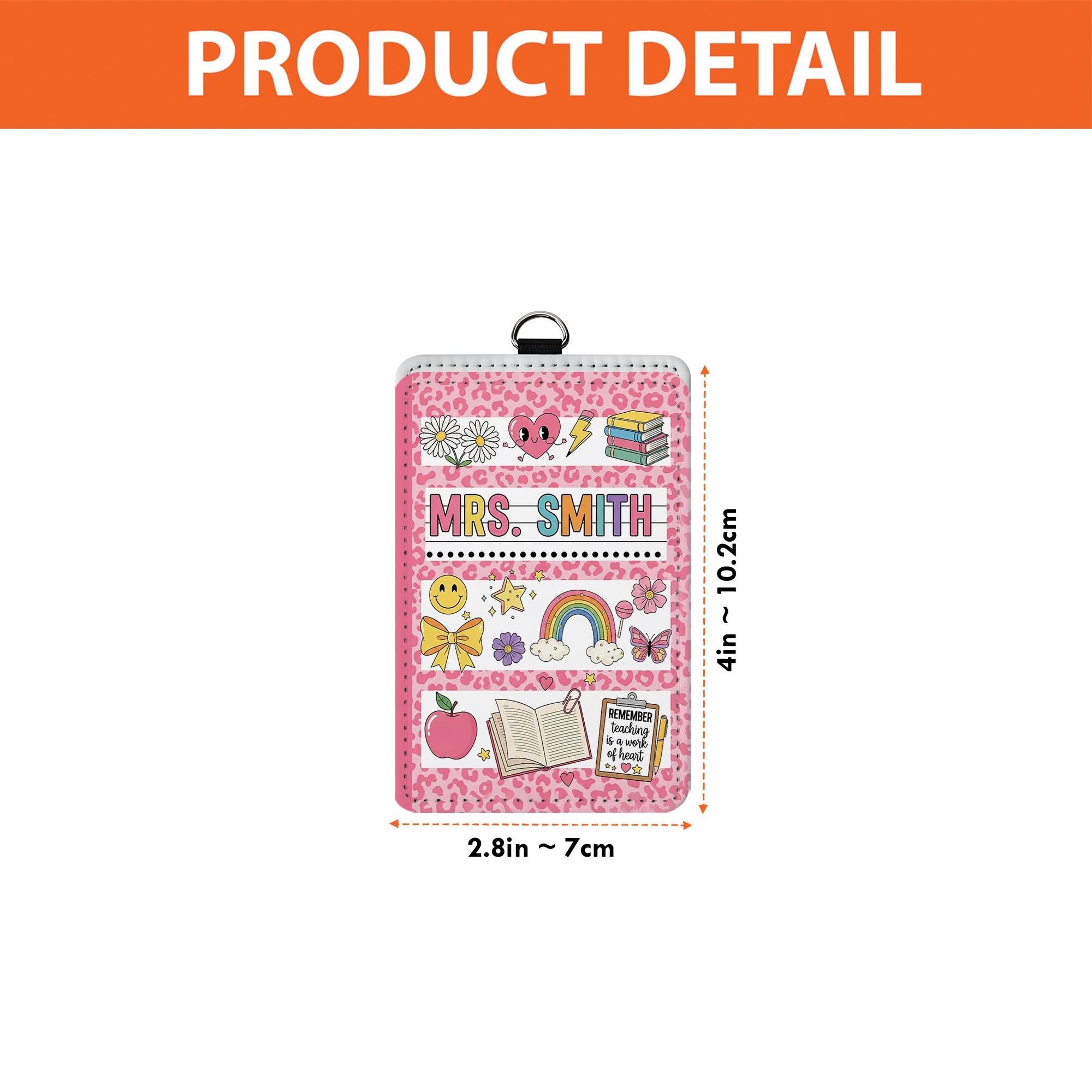 Pink Leopard Teacher Badge Holder, Personalized Leopard Print ID Tag, Cute Classroom Lanyard, Back to School Teacher Gift, Custom Name Tag