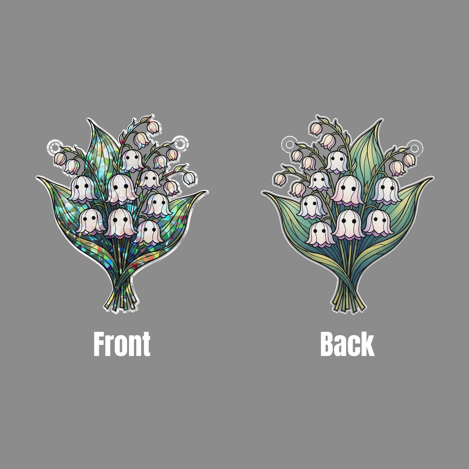 Ghost Lily Flower Window Hanging, Spooky Floral Suncatcher Decor, Halloween Ghost Plant Hologram Gift, Cute Gothic Glass Art