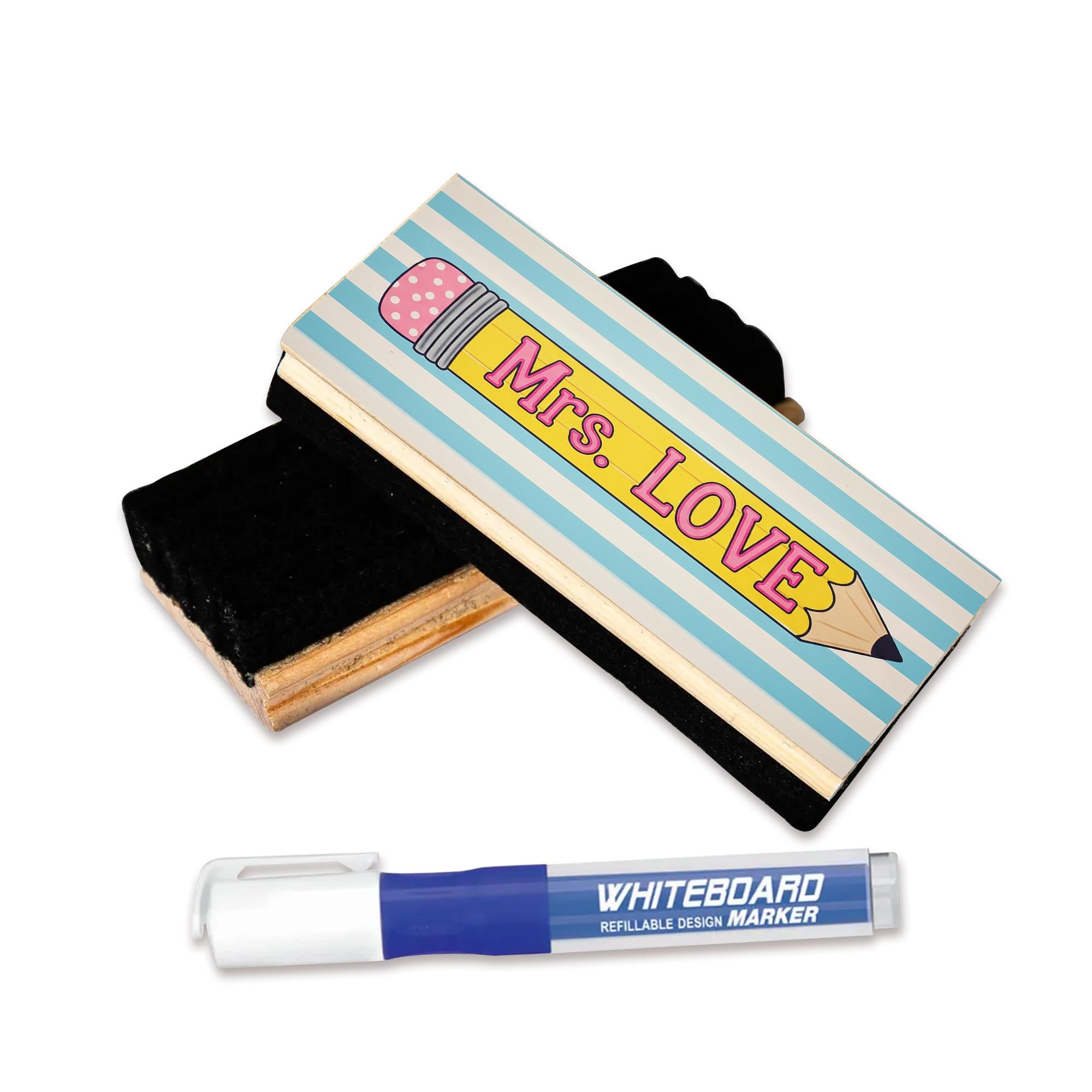 Personalized Mini Eraser Chalkboard Set, Teacher Desk Decor, Classroom Chalkboard, Reusable Erasers, Small Blackboard for School or Home