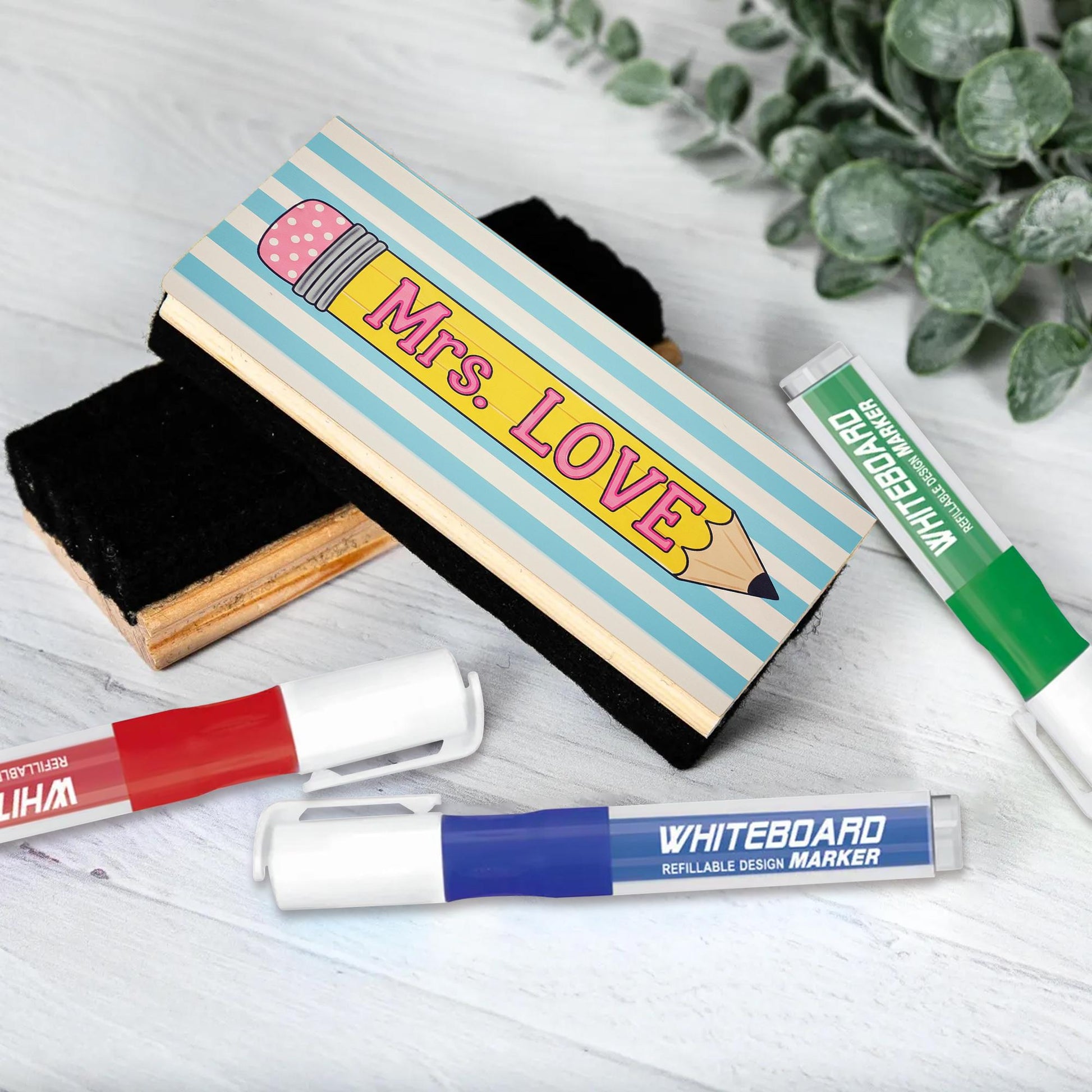 Personalized Mini Eraser Chalkboard Set, Teacher Desk Decor, Classroom Chalkboard, Reusable Erasers, Small Blackboard for School or Home