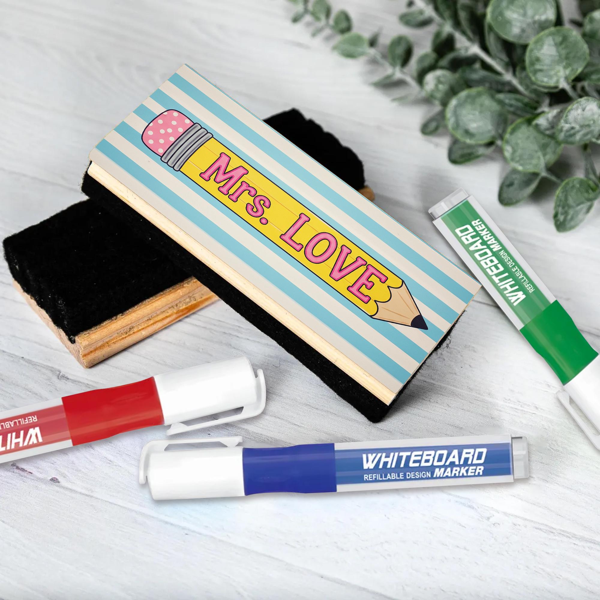 Personalized Mini Eraser Chalkboard Set, Teacher Desk Decor, Classroom Chalkboard, Reusable Erasers, Small Blackboard for School or Home