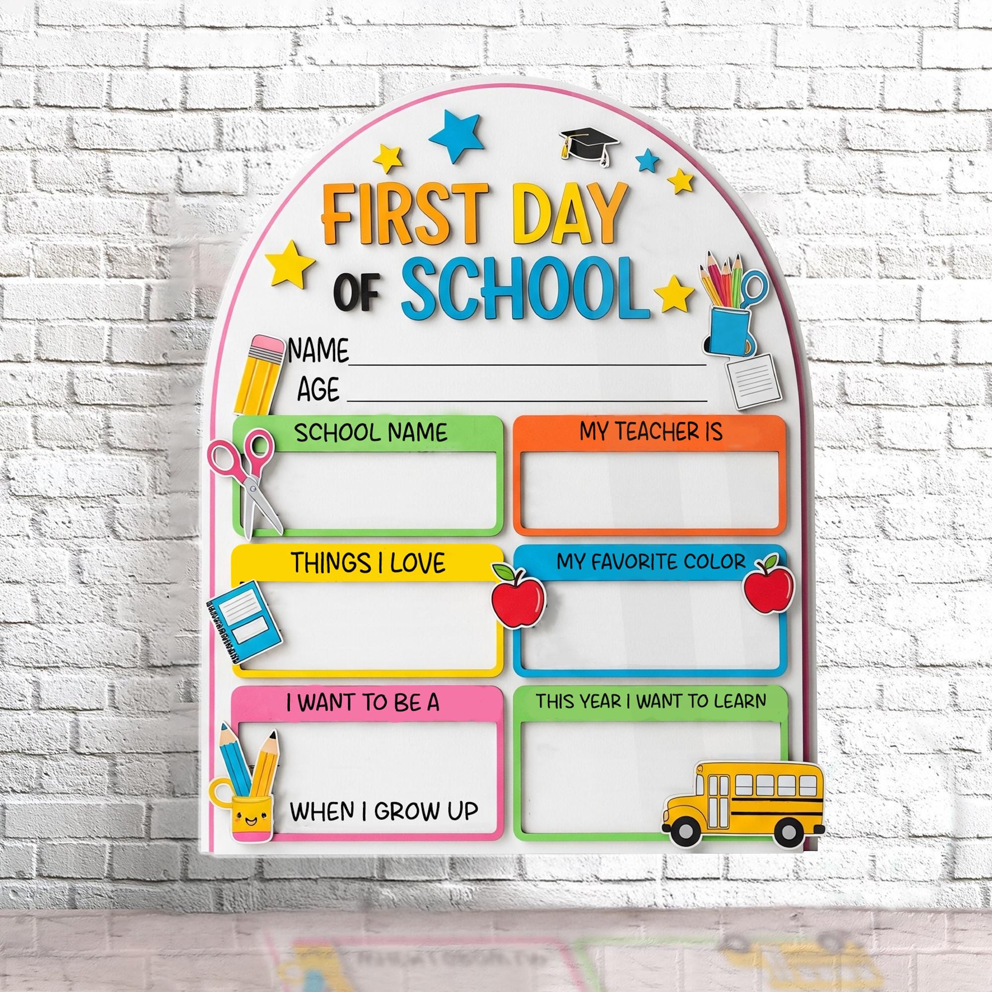 Reusable First Day of School Board Sign, Back to School Photo Prop,Kids Dry Erase Board,First Day Sign, School Memory Board,School Milestone