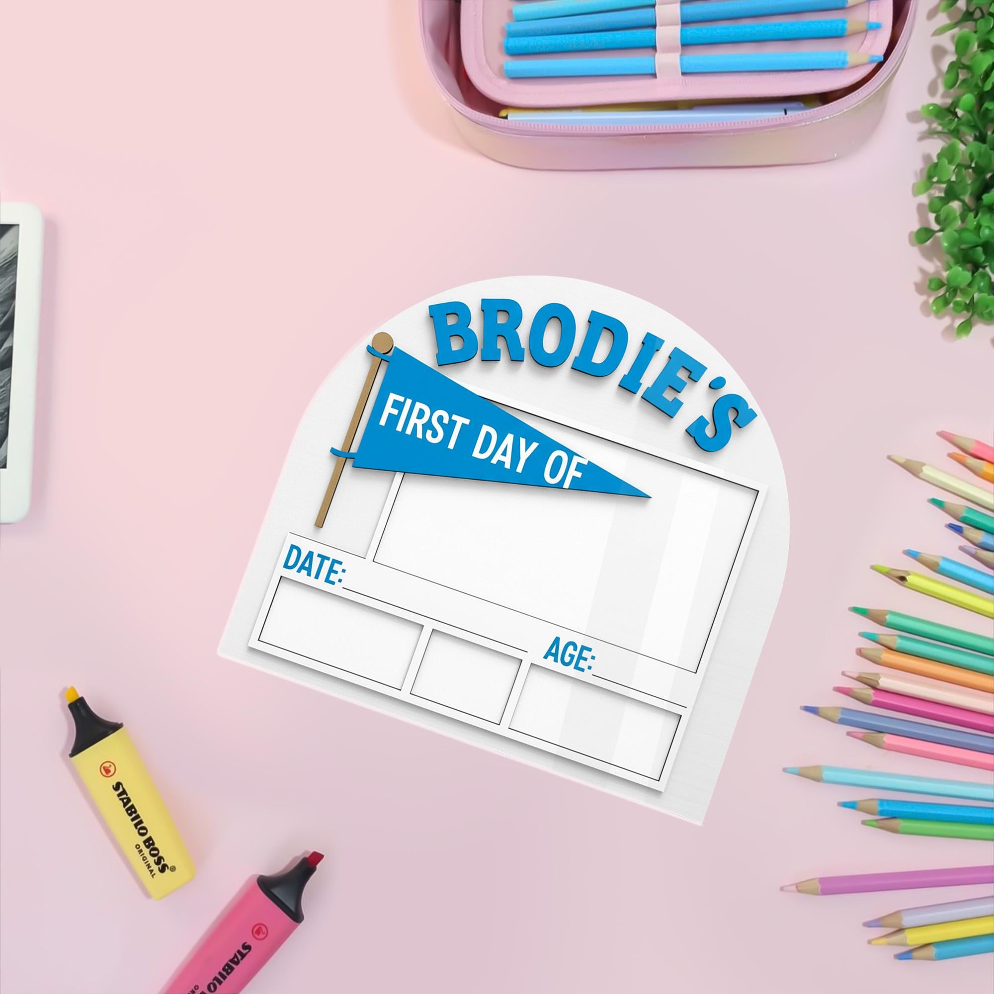 Reusable First Day of School Board, Personalized Kids Back to School Sign, School Photo Prop, Reusable Milestone Board, Name Sign