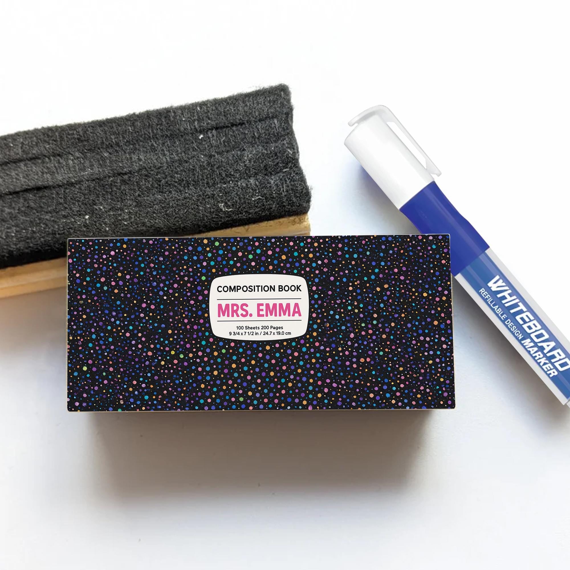 Custom Teacher Chalkboard Eraser, Personalized Back to School Gift, Composition Book Design, Classroom Name Eraser for Whiteboard