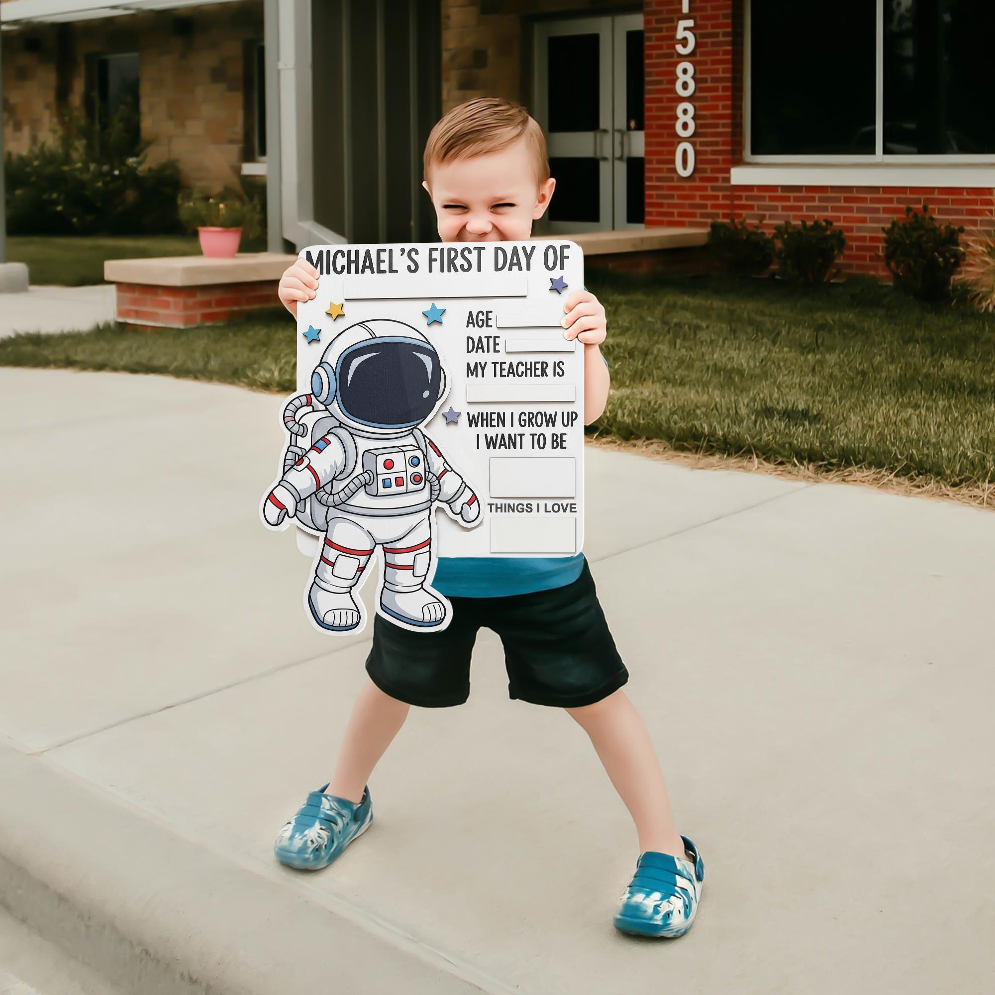 Astronaut First Day of School Sign, Custom Space Theme School Board, Back to School Photo Prop, Kids Milestone Board, Reusable Sign