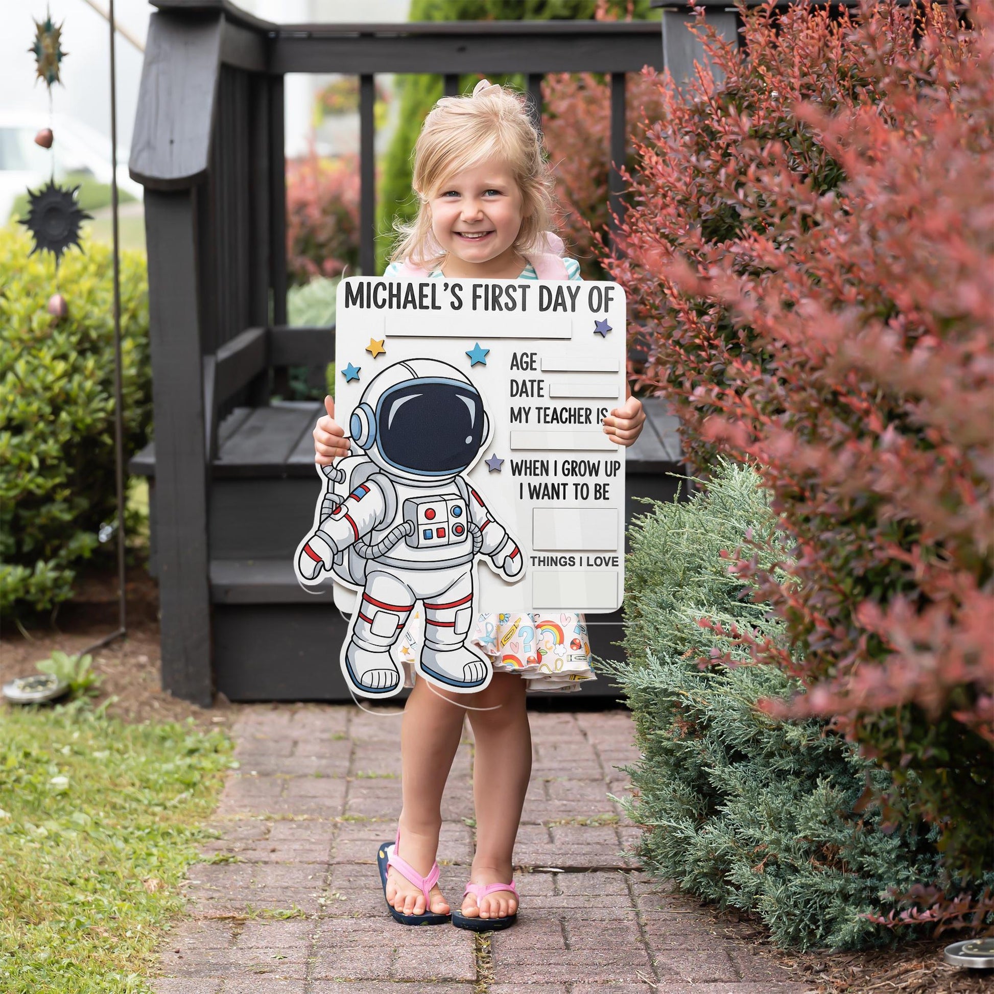 Astronaut First Day of School Sign, Custom Space Theme School Board, Back to School Photo Prop, Kids Milestone Board, Reusable Sign