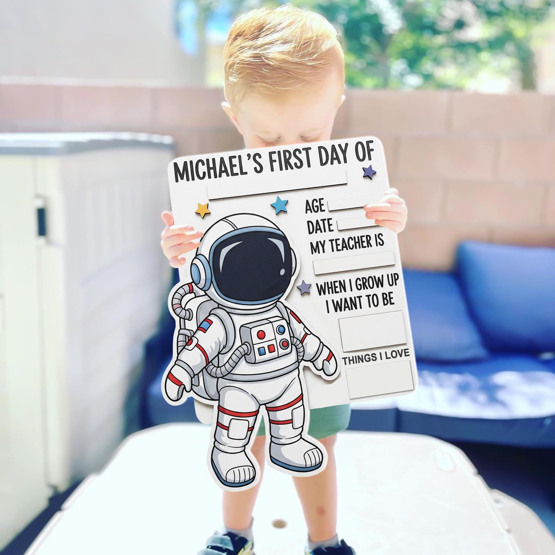 Astronaut First Day of School Sign, Custom Space Theme School Board, Back to School Photo Prop, Kids Milestone Board, Reusable Sign