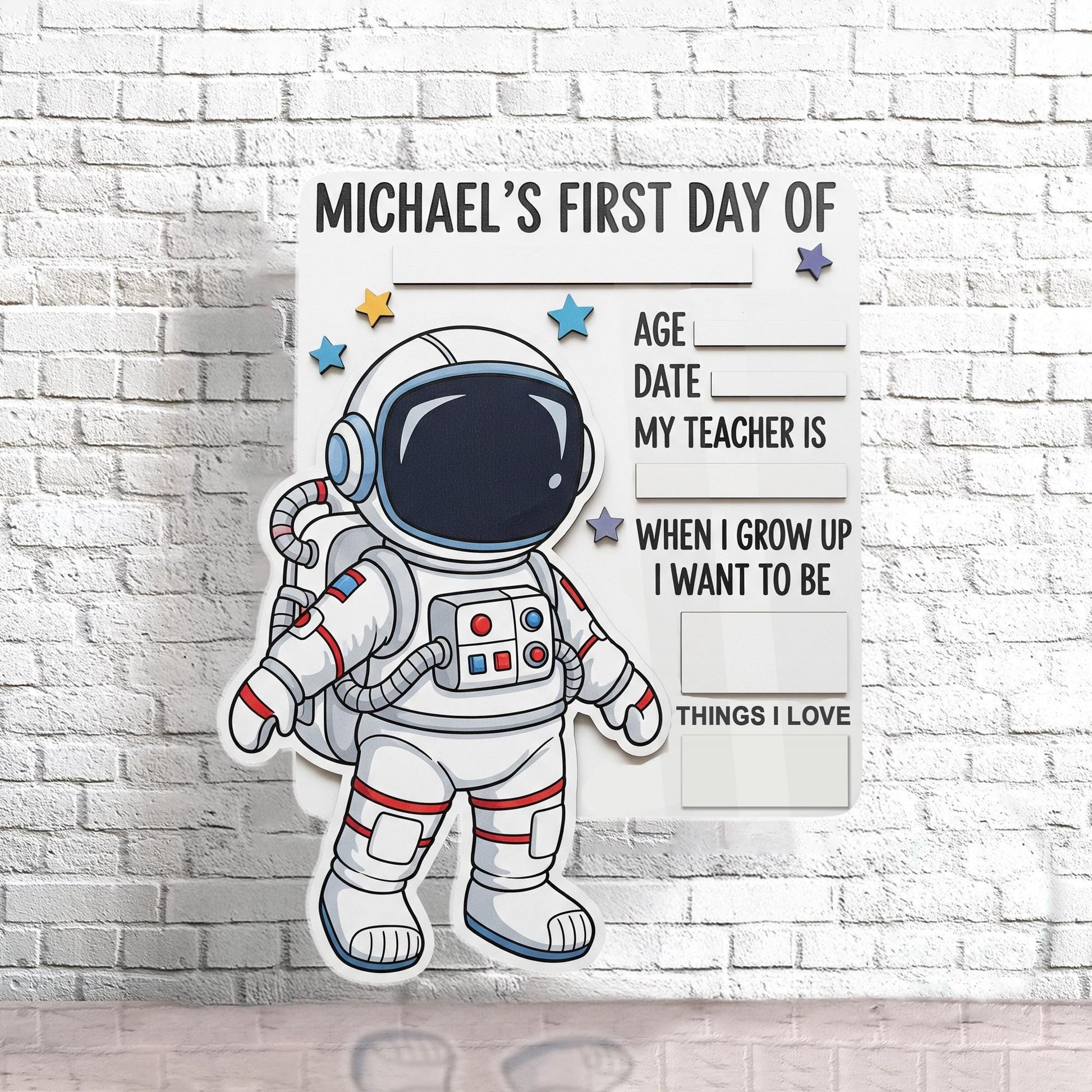 Astronaut First Day of School Sign, Custom Space Theme School Board, Back to School Photo Prop, Kids Milestone Board, Reusable Sign