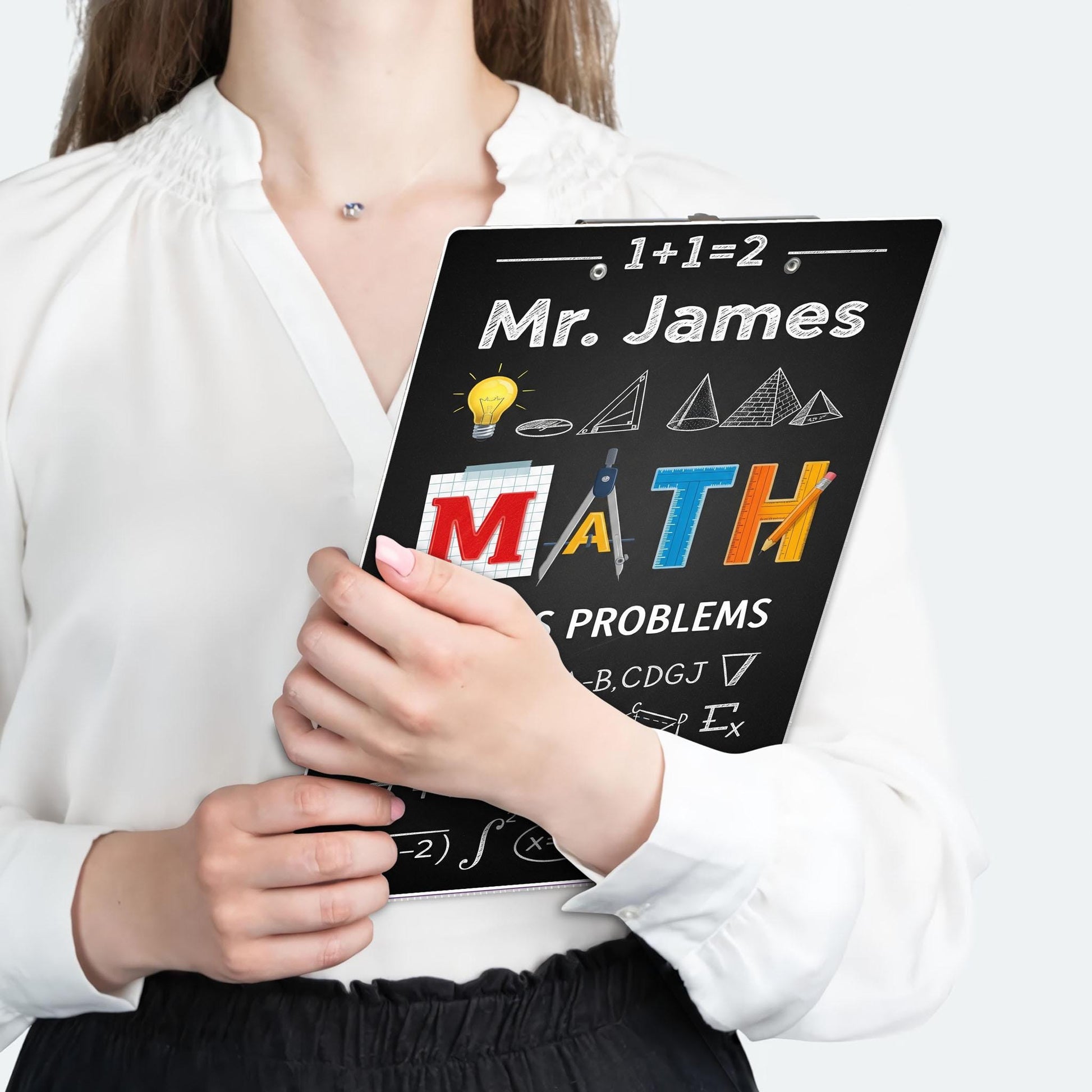 Custom Acrylic Math Clipboard with Teacher Name - Personalized School Supply Gift, Fun & Functional Classroom Decor for Back to School