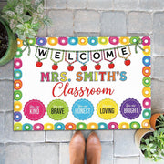 Personalized Classroom Doormat - Welcome Mat with Teacher Name, Colorful School Decor, Motivational Rug for Back to School
