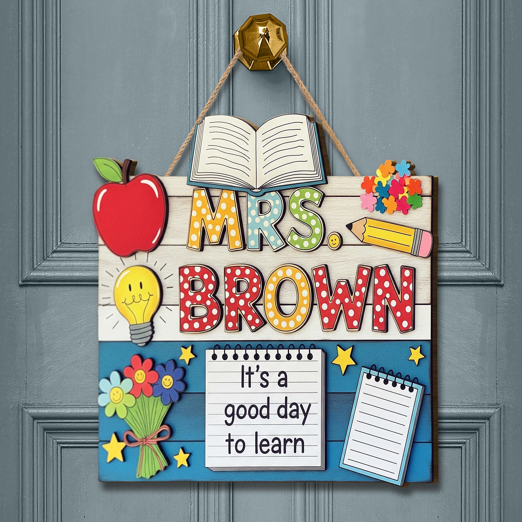 Custom Teacher 3D Wooden Door Hanging, Custom Teacher Name Sign, Back To School Decor Gift, Clasroom Decor, Cute Teacher Door Sign