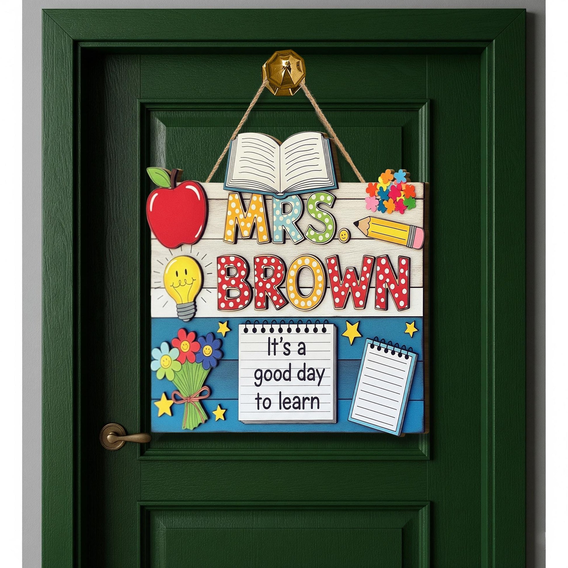 Custom Teacher 3D Wooden Door Hanging, Custom Teacher Name Sign, Back To School Decor Gift, Clasroom Decor, Cute Teacher Door Sign