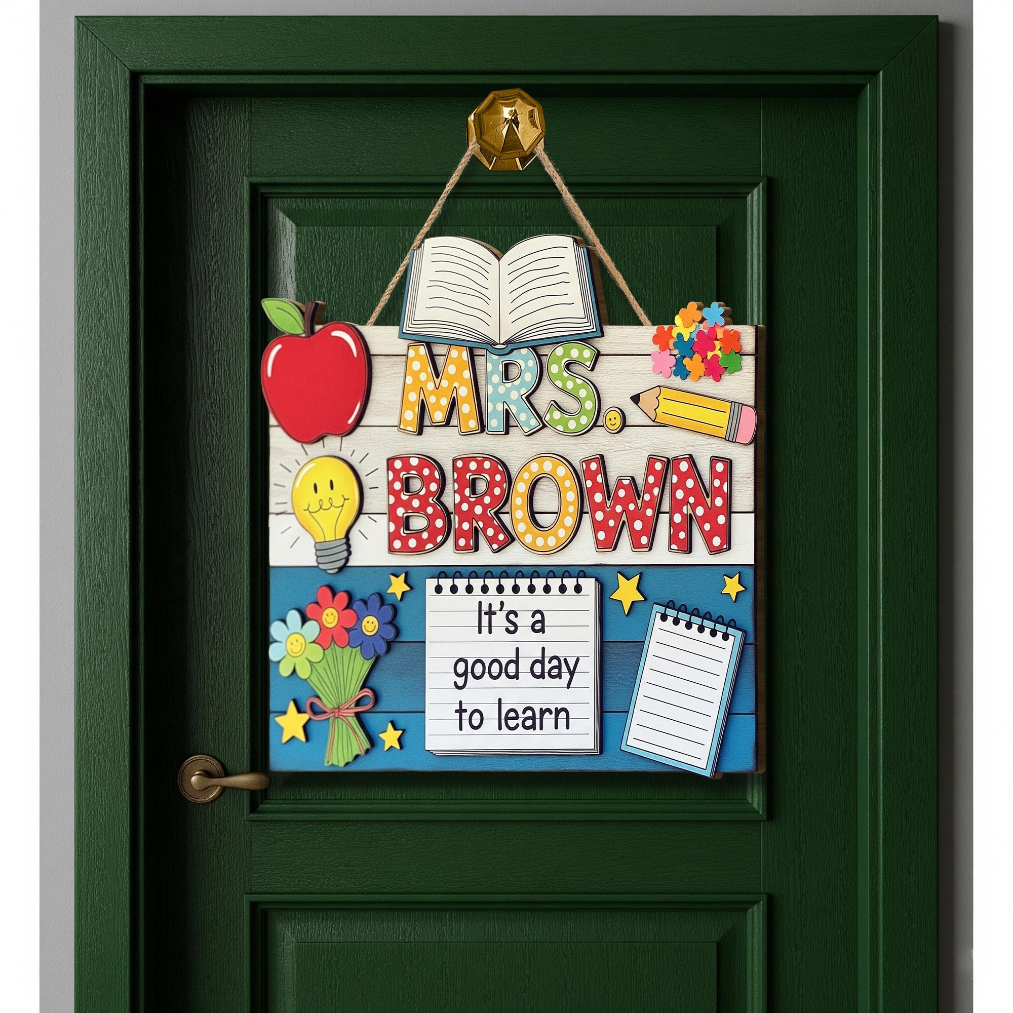 Custom Teacher 3D Wooden Door Hanging, Custom Teacher Name Sign, Back To School Decor Gift, Clasroom Decor, Cute Teacher Door Sign