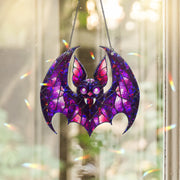 Purple Bat Suncatcher - Gothic Stained Glass Bat Decor - Halloween Window Hanging - Spooky Cute Bat Gift - Vampire Bat Wall Art